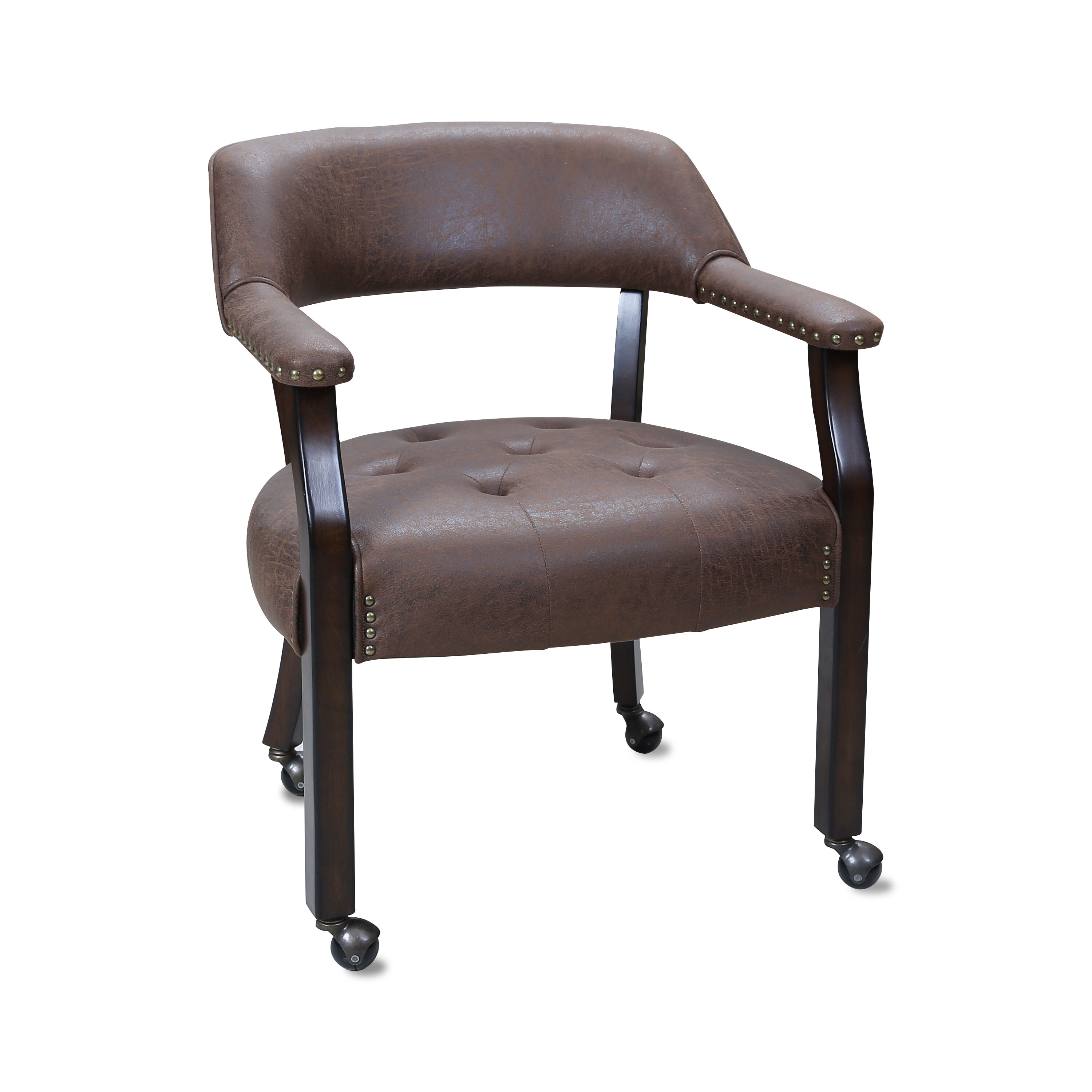 dark brown faux leather accent chair