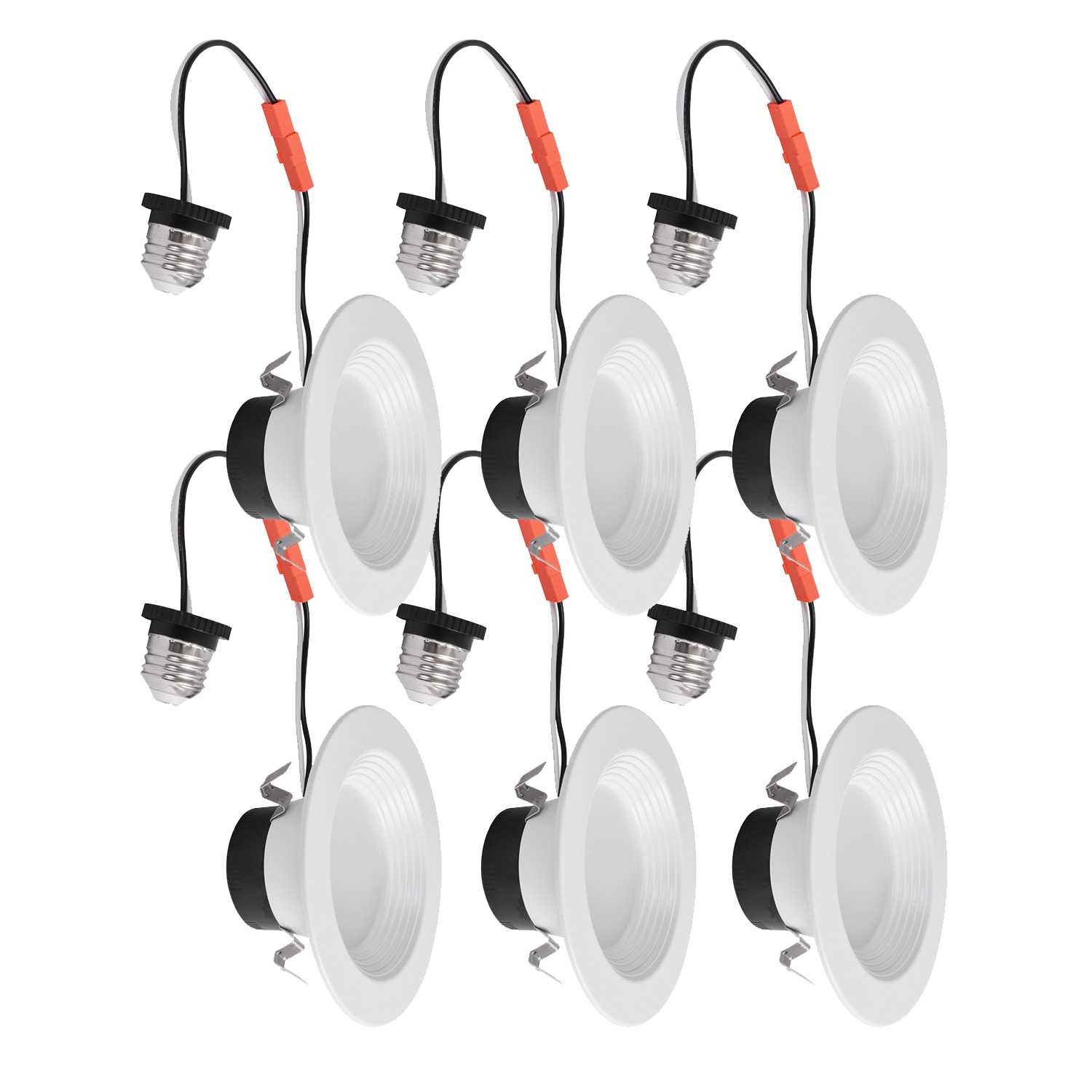Utilitech MQTL1284-L60K9027S White 4-in 600 -Lumens Switchable white Round Dimmable LED Wet rated Recessed Downlight 6 -Pack