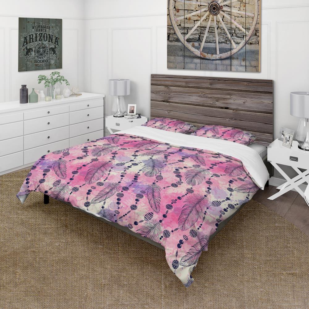Designart BED19353-Q 3 -Piece Pink Queen Duvet cover Set