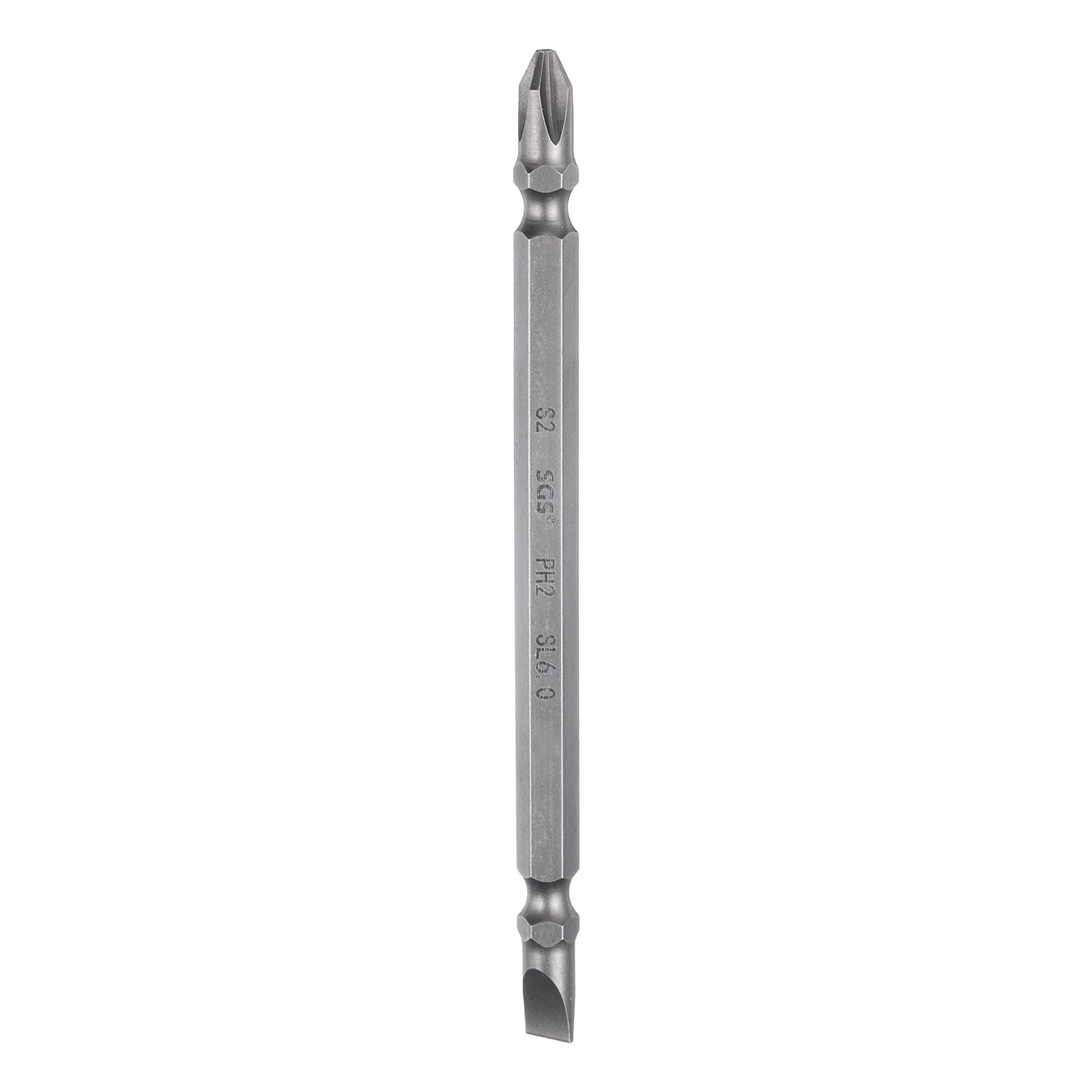 Harfington Magnetic Double Ended Screwdriver Bit 6mm PH2/SL6 4.33 Inch Length 1/4 Inch Hex Shank S2 Steel Phillips Cross Slotted Flat Screw Driver Bit