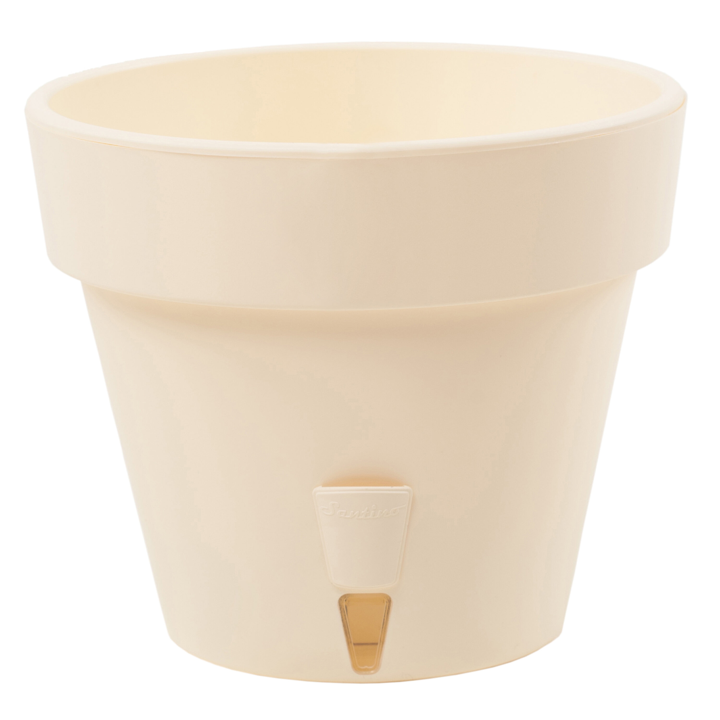 Decopots LAT69CREAM Round 5.0-Inches W Small Brown Plastic Indoor/Outdoor Planter with Self Watering
