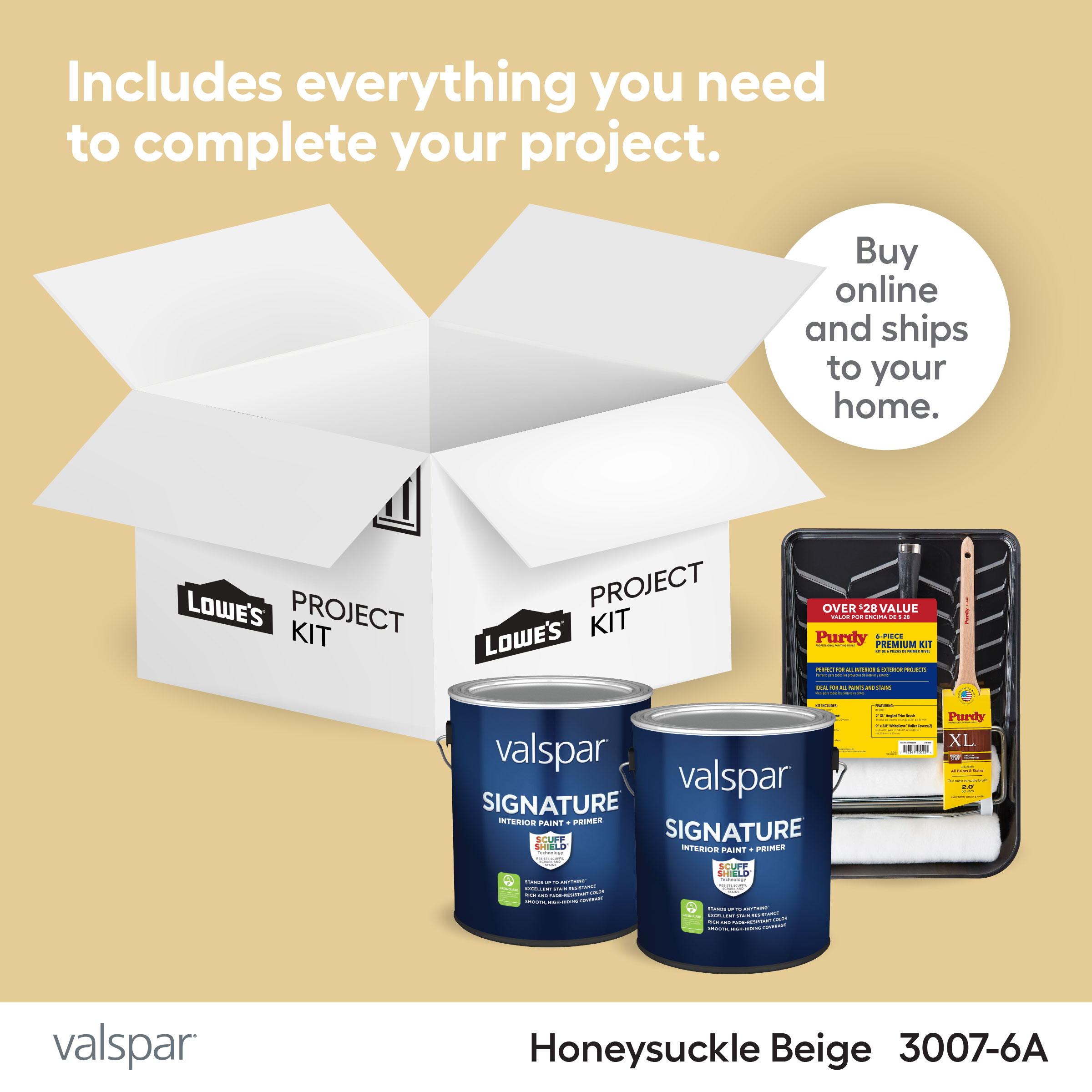 Shop Valspar Honeysuckle Beige Paint Project Kit at Lowes.com