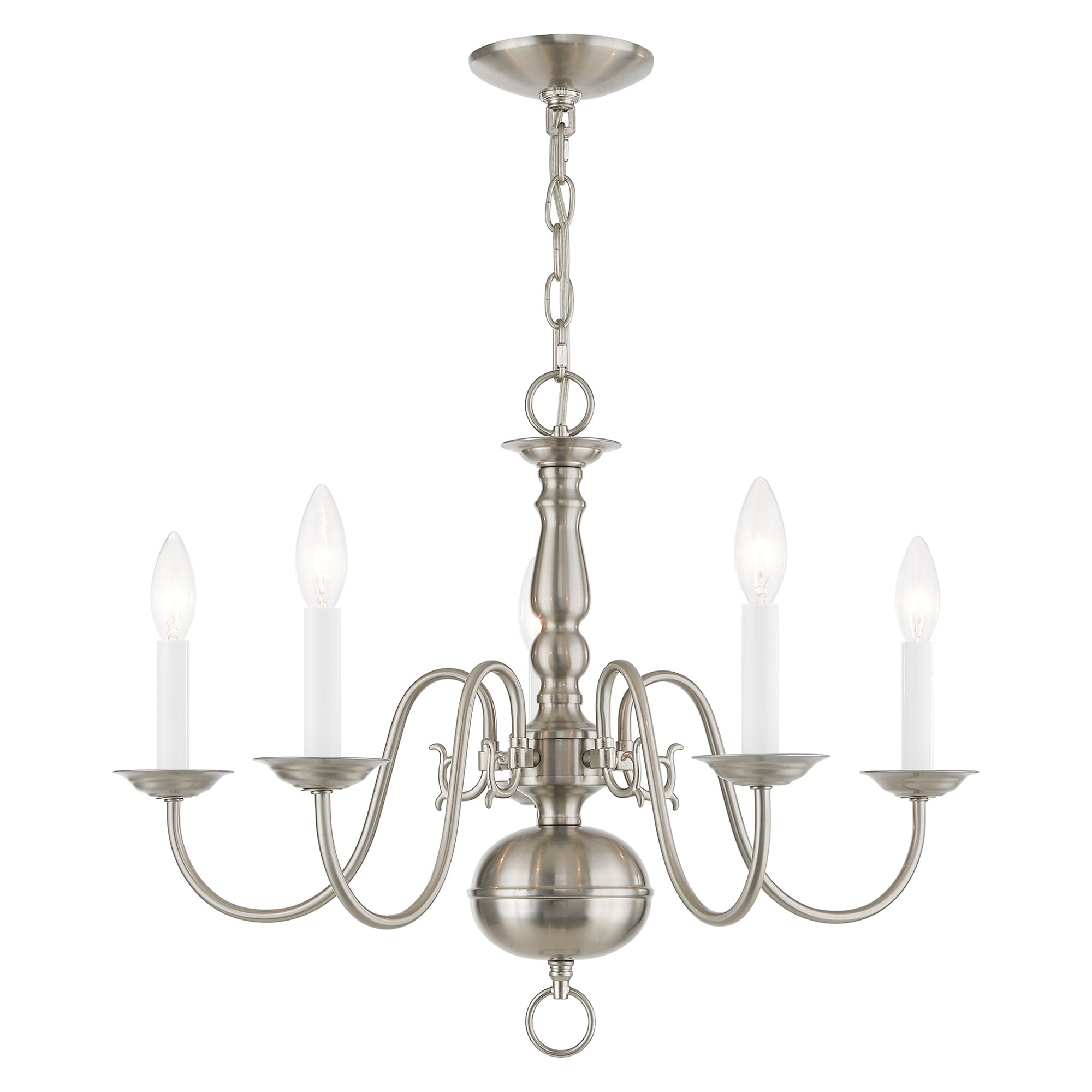 Livex Lighting 5005-91 Williamsburgh 5 -Light Brushed Nickel Traditional For Use in Bathrooms, Bedrooms, Dining Rooms, Foyers, Kitchens, Living Rooms Chandelier