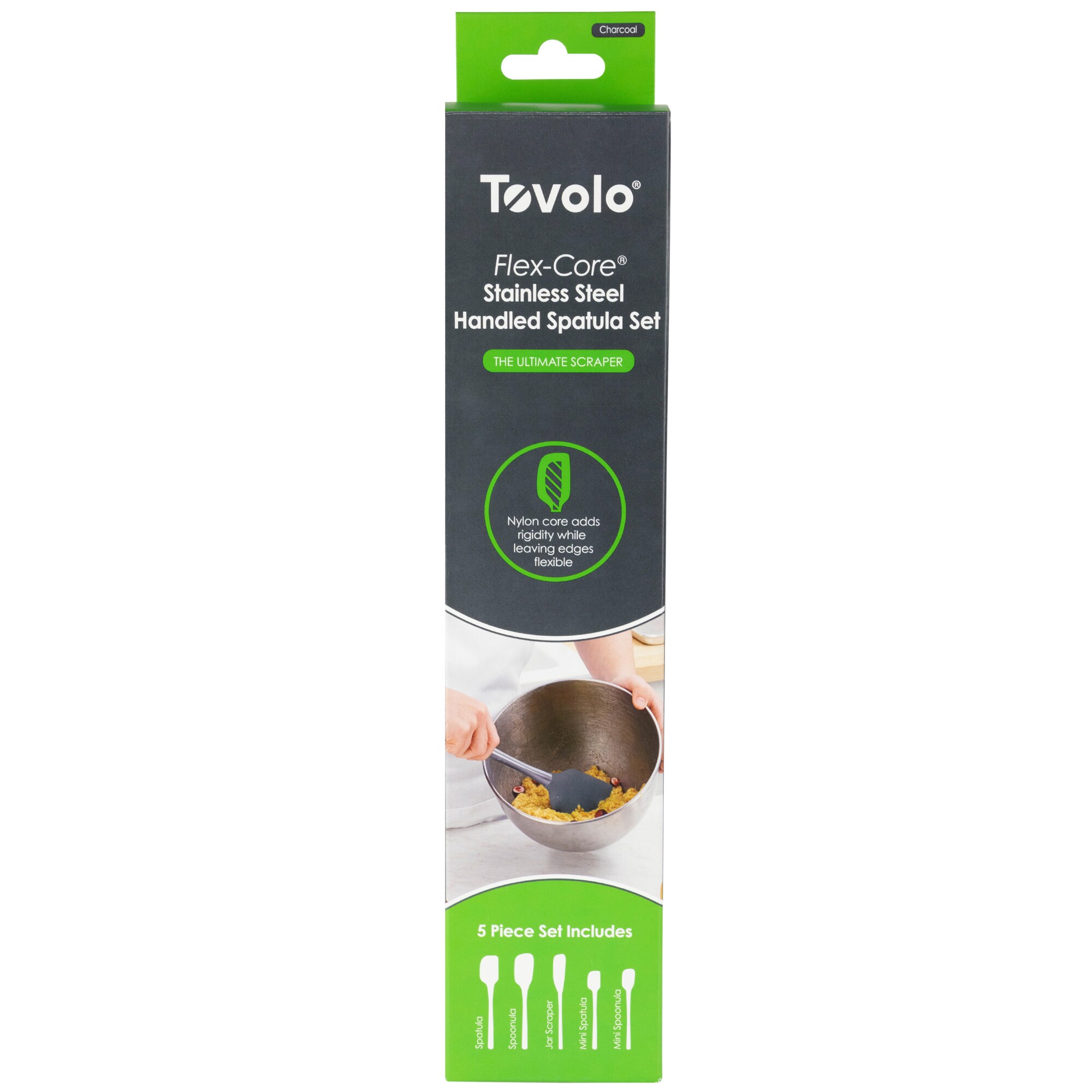 Tovolo FLEX-CORE All Silicone Jar Scraper, charcoal