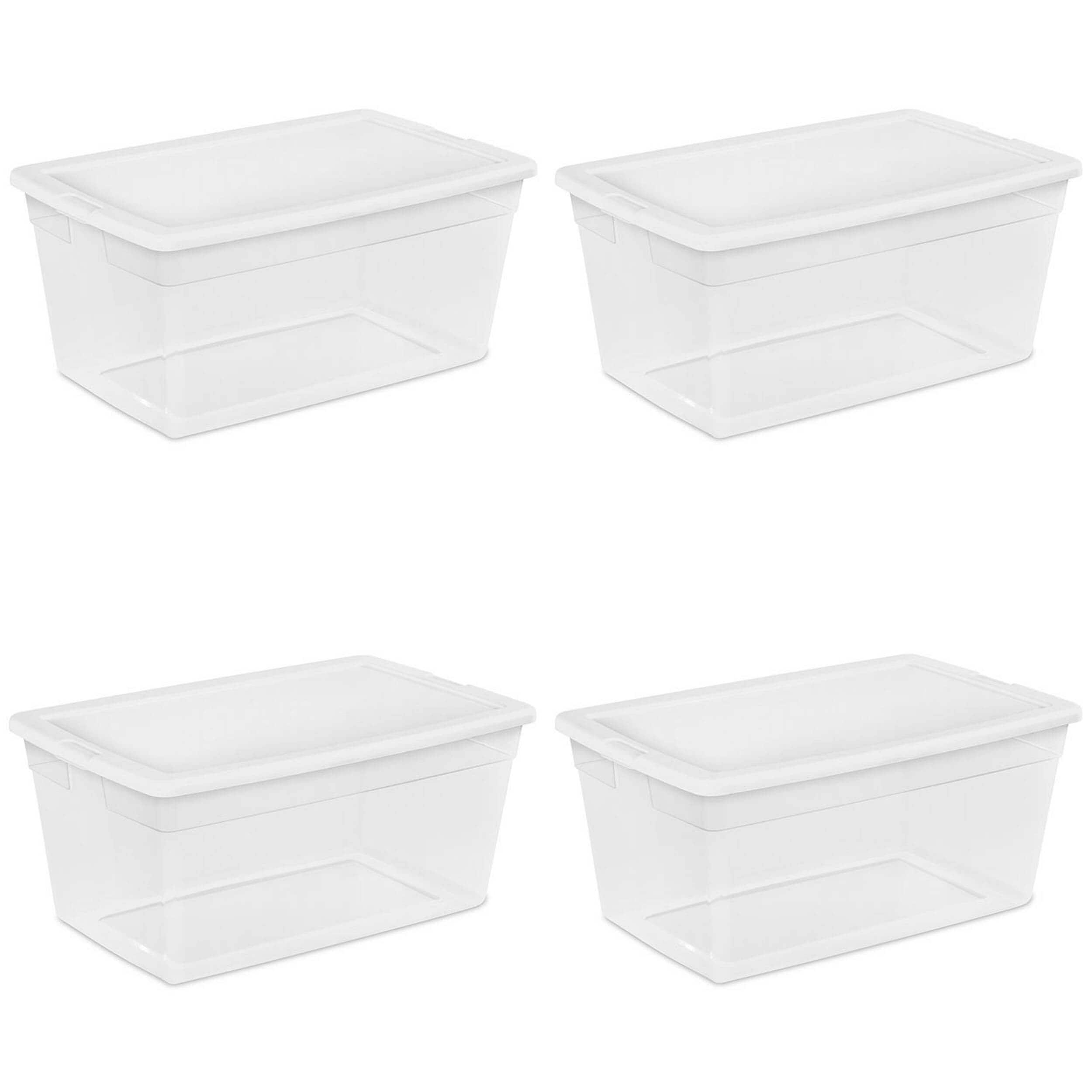 Sterilite 68787 4 -Pack Large 22.5 -Gallons ( 90 -Quarts ) Clear Stackable Tote with Latching Lid