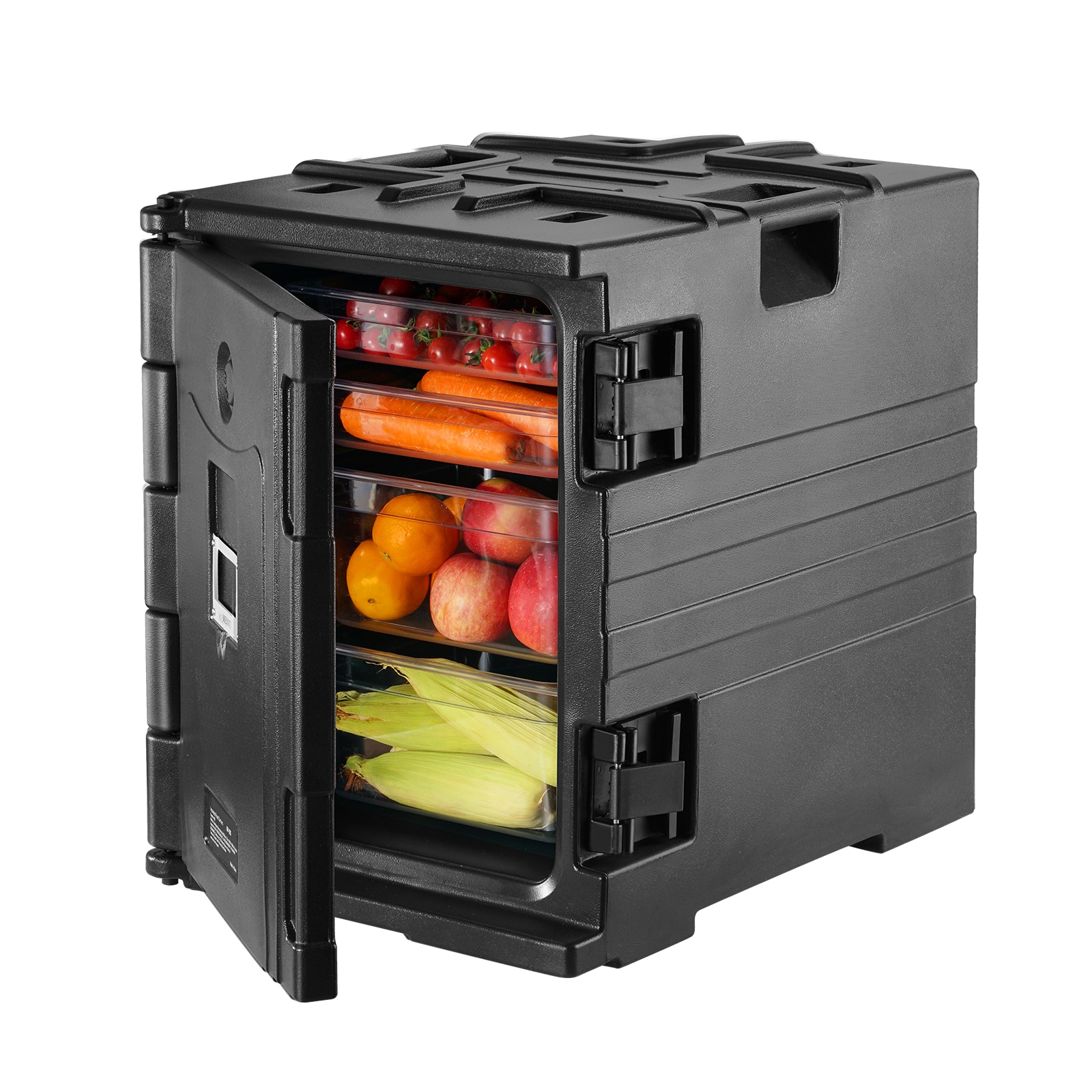 VEVOR SCSPBWXH90-A00184V0 Insulated Food Pan Carrier 82 Qt Hot Box for Catering LLDPE Food Box Carrier with Double Buckles Front Loading Food Warmer with Handles Stackable End Loader for Restaurant Canteen etc. Bla