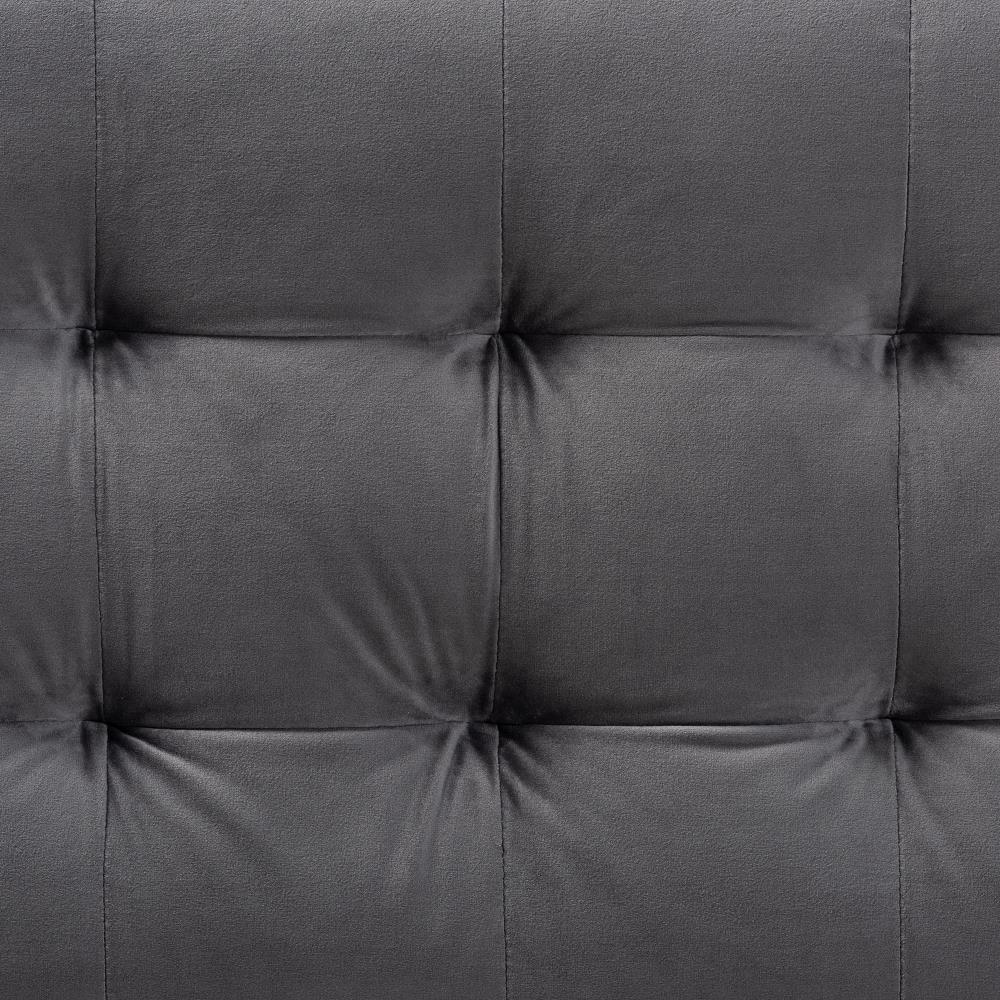 Gray Velvet Upholstered Grid Tufted Storage Ottoman Bench