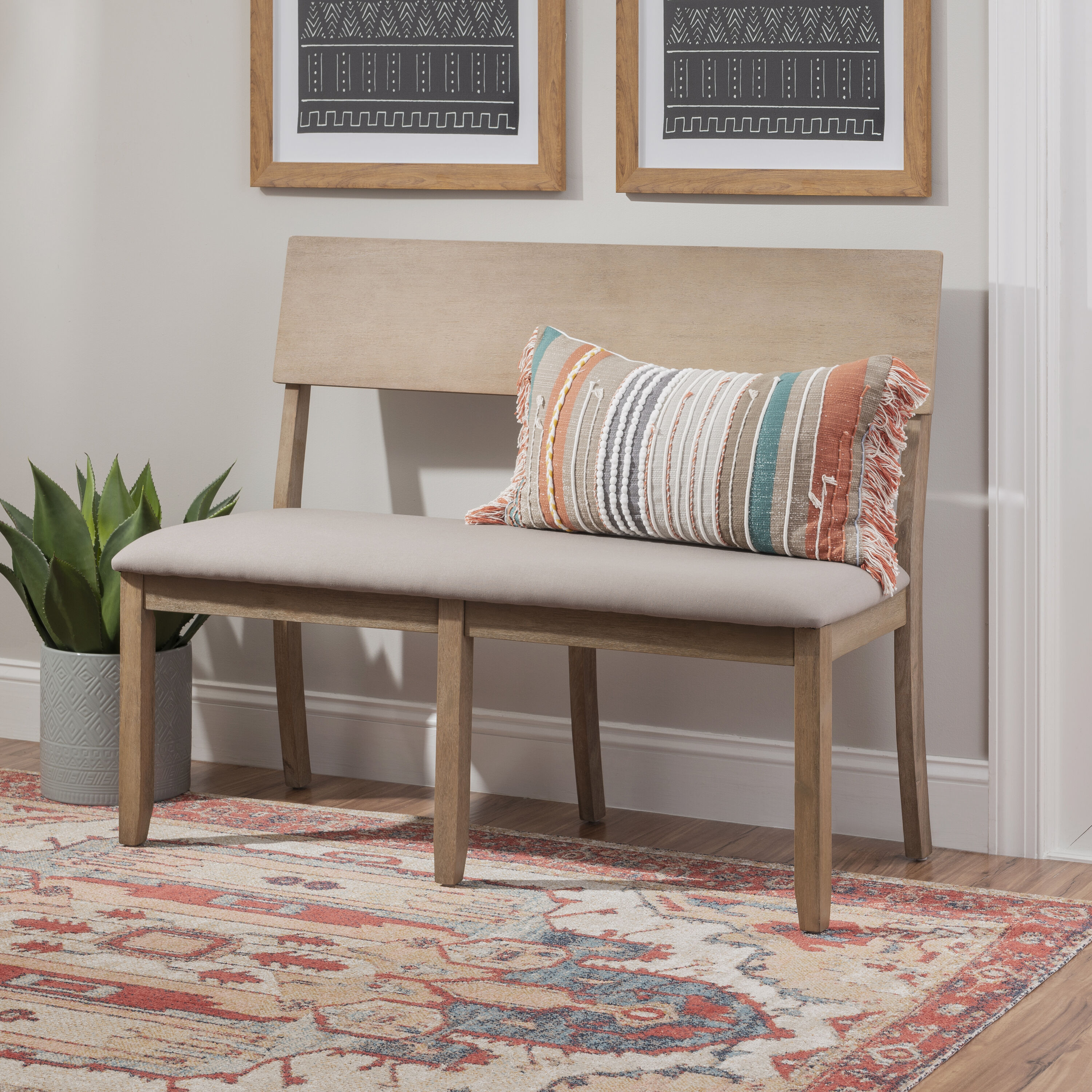 Linon LOWES1894 Tate Dining Bench Gray Wash