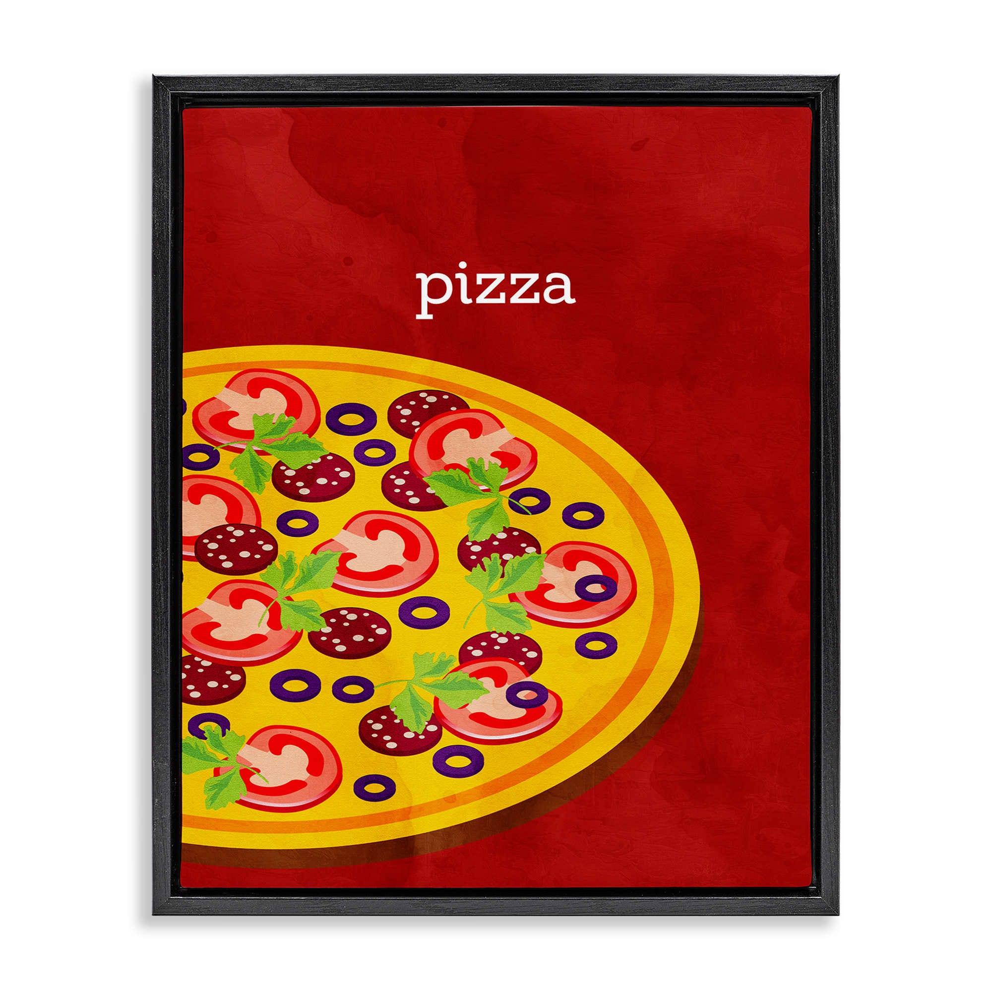 Stupell Industries BS-468-FFB-24X30 Tasty Savory Pizza Black Framed Floater Canvas Wall Art By Kim Allen 25 x 31