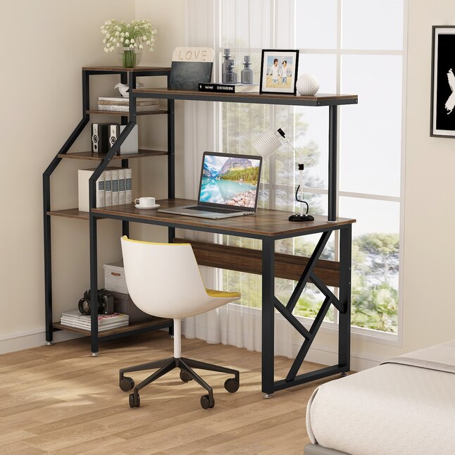 Tribesigns Hoga F1152 23 6 In Brown, Large Computer Desk With Storage