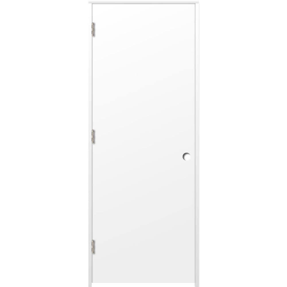 28-in x 80-in Hollow Core Flush Right Hand Smooth Primed Molded Composite Flat Jamb Single Prehung Interior Door in White | - RELIABILT LOE830347