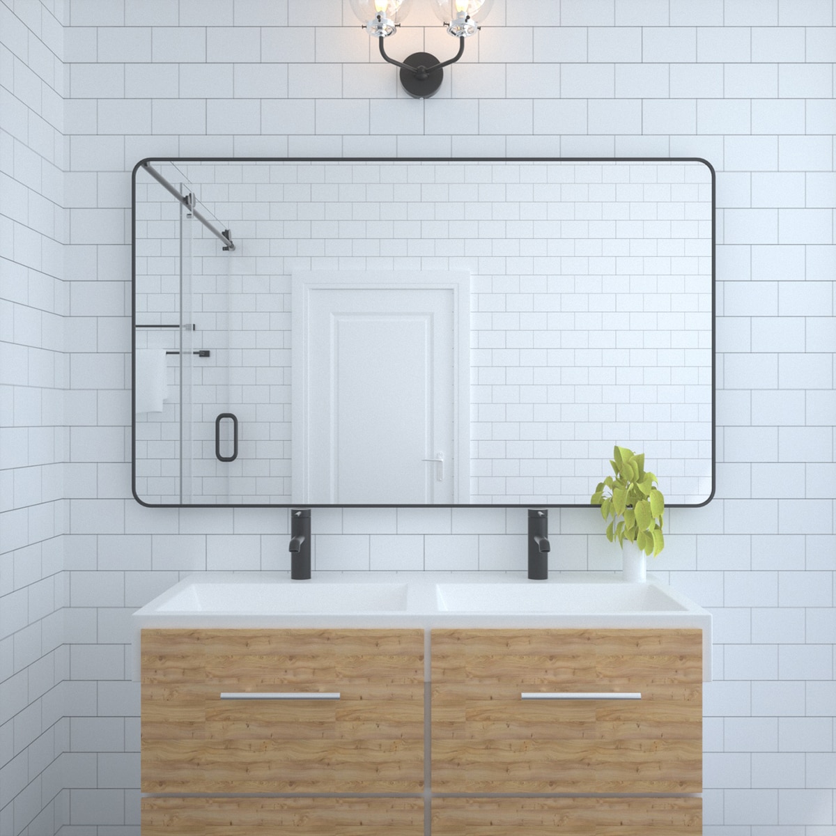 AAZJ JKF-MR6036MB KA 60-Inches x 36-Inches Framed Rectangle Bathroom Vanity Mirror ( Black )