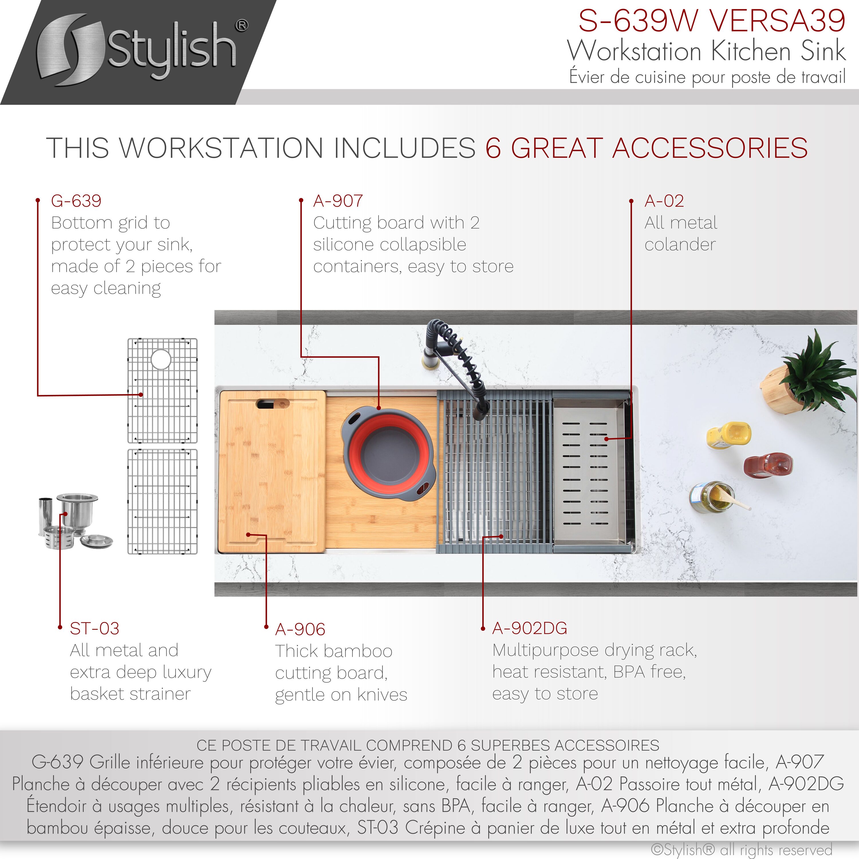 Stylish S-639W Kitchen-Sinks - View #7