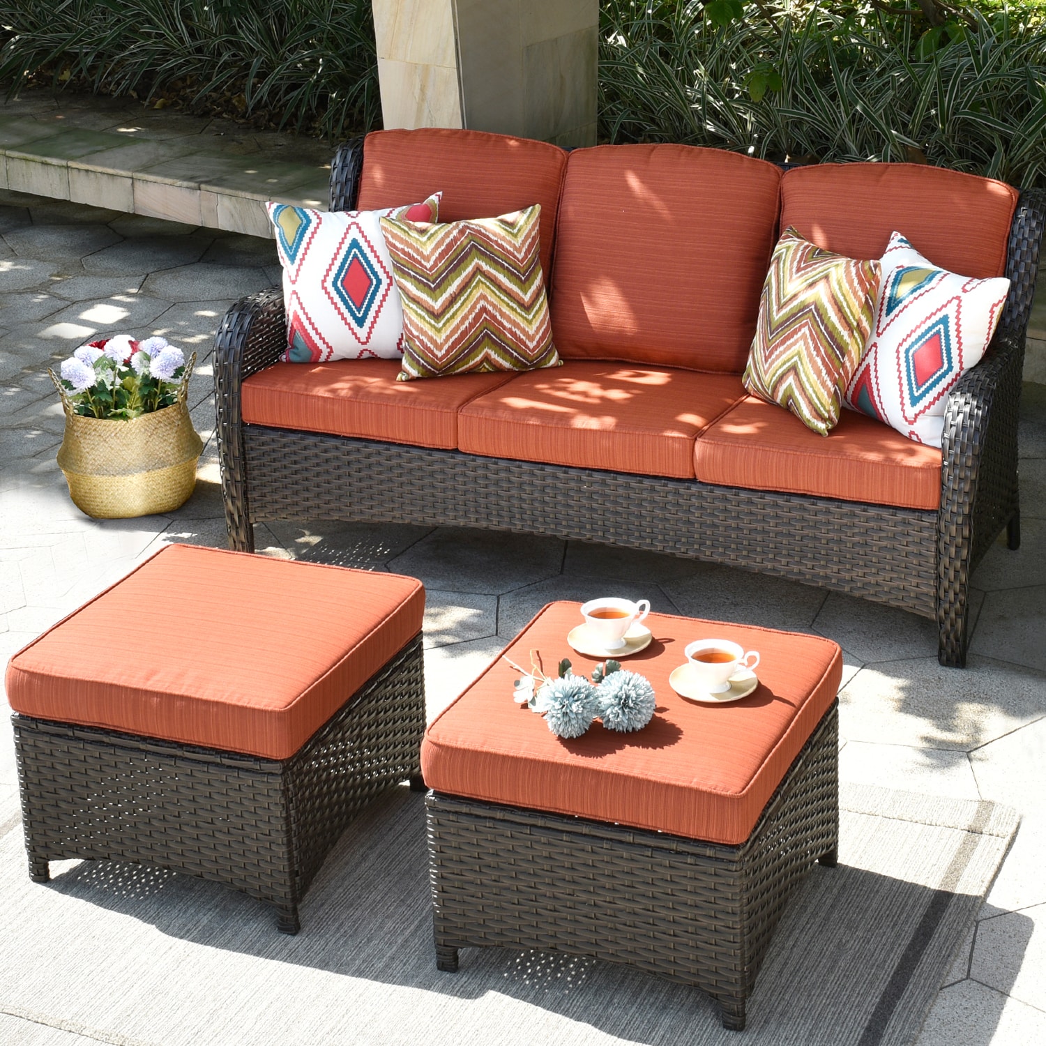 Outdoor couch with ottoman hot sale