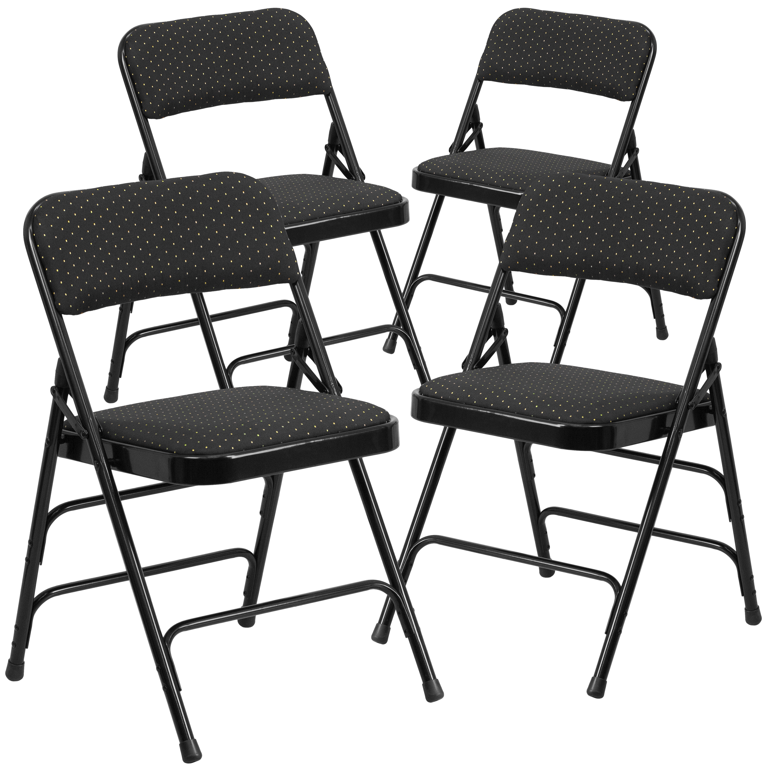 Flash Furniture 889142008644 4 -Pack Black Patterned Commercial/Residential Standard Folding Chair with Upholstered Seat ( Indoor )