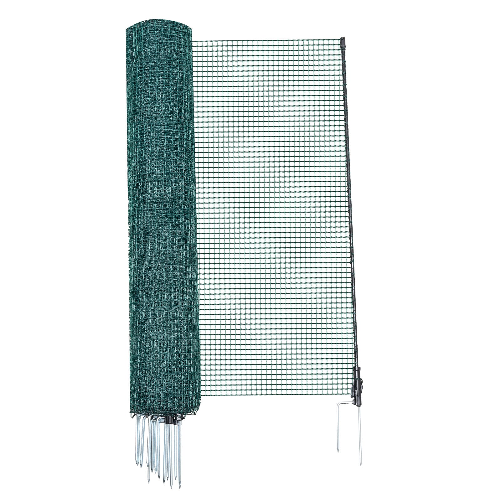 VEVOR Temporary Fence with Posts 3 x 49.2 FT Plastic Mesh Fencing Garden Safety Fences Netting with Double-Spike Stakes and Guy Ropes Temporary Fence for Dogs Chickens Plants Outdoor Yards