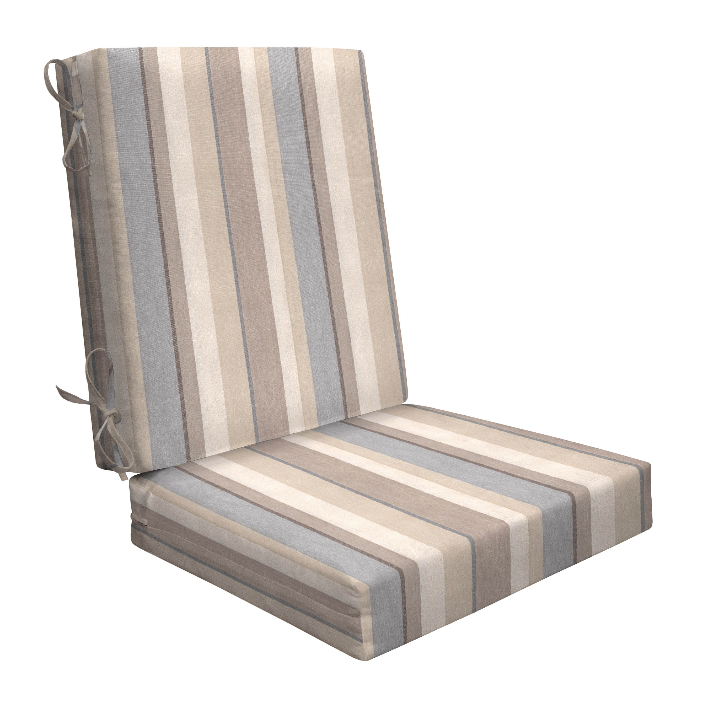 3i Products 21106S-101A172 19-in x 21-in Stripe Taupe High back patio chair cushion
