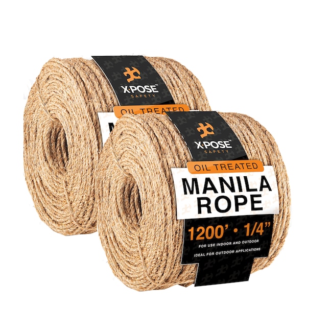 XPOSE SAFETY Manila Rope - 1/4 Inch Rope 1200 Ft - 3 Strand