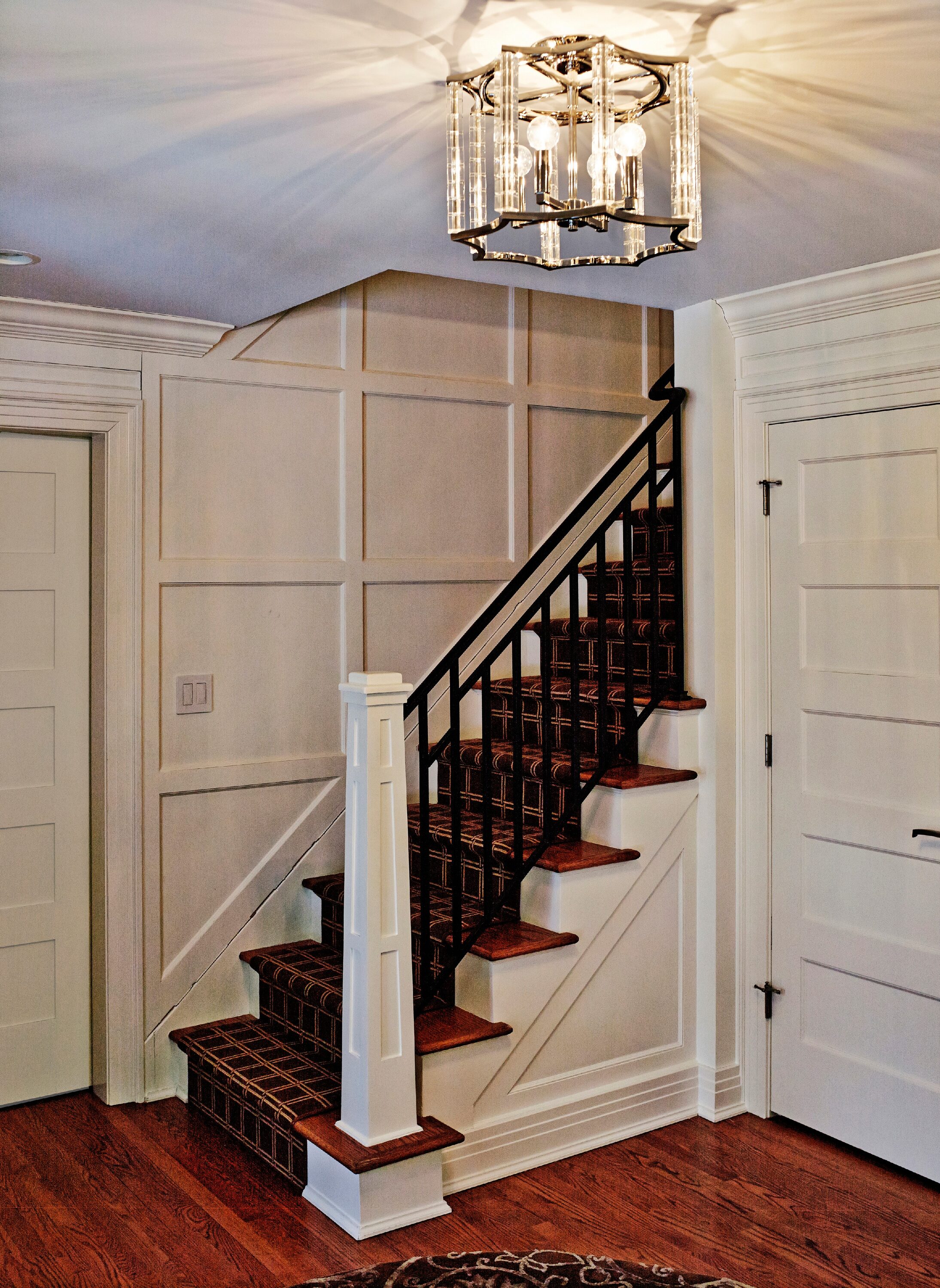 Polished Nickel Mini Chandelier with Crystal Cubes