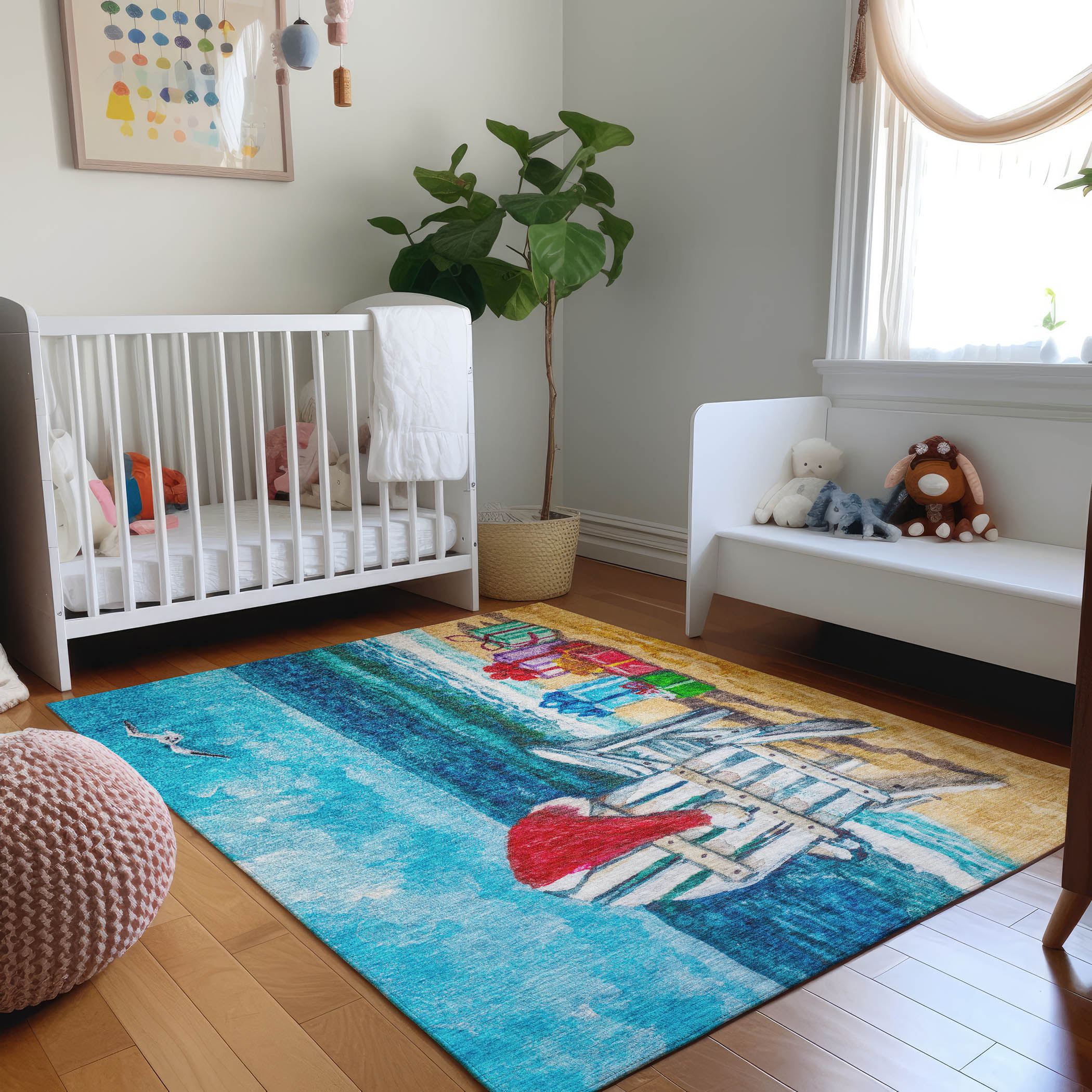 Addison Rugs AMF220BL3X5 Mayfield AMF220BL 3 x 5 (ft) Loomed Polyester Blue Rectangular Indoor Abstract Machine washable Area rug