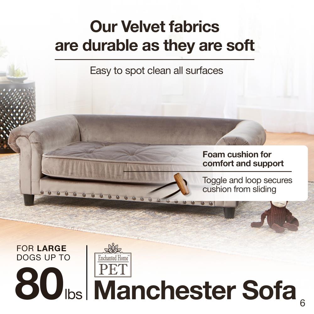 Enchanted Home Pet Grey Velvet Rectangular 44.5-in x 27.5-in Dog Bed ...