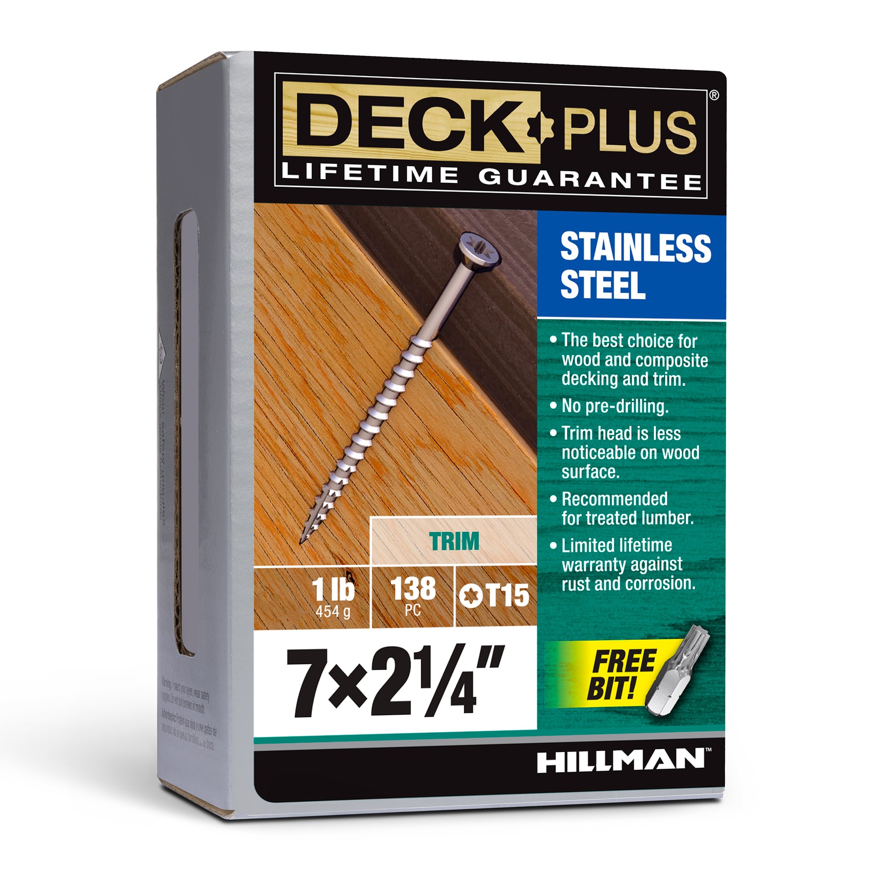 Deck Plus 48469 #7 x 2-1/4-in Stainless steel Exterior Trim screws ( 138 -Per Box )
