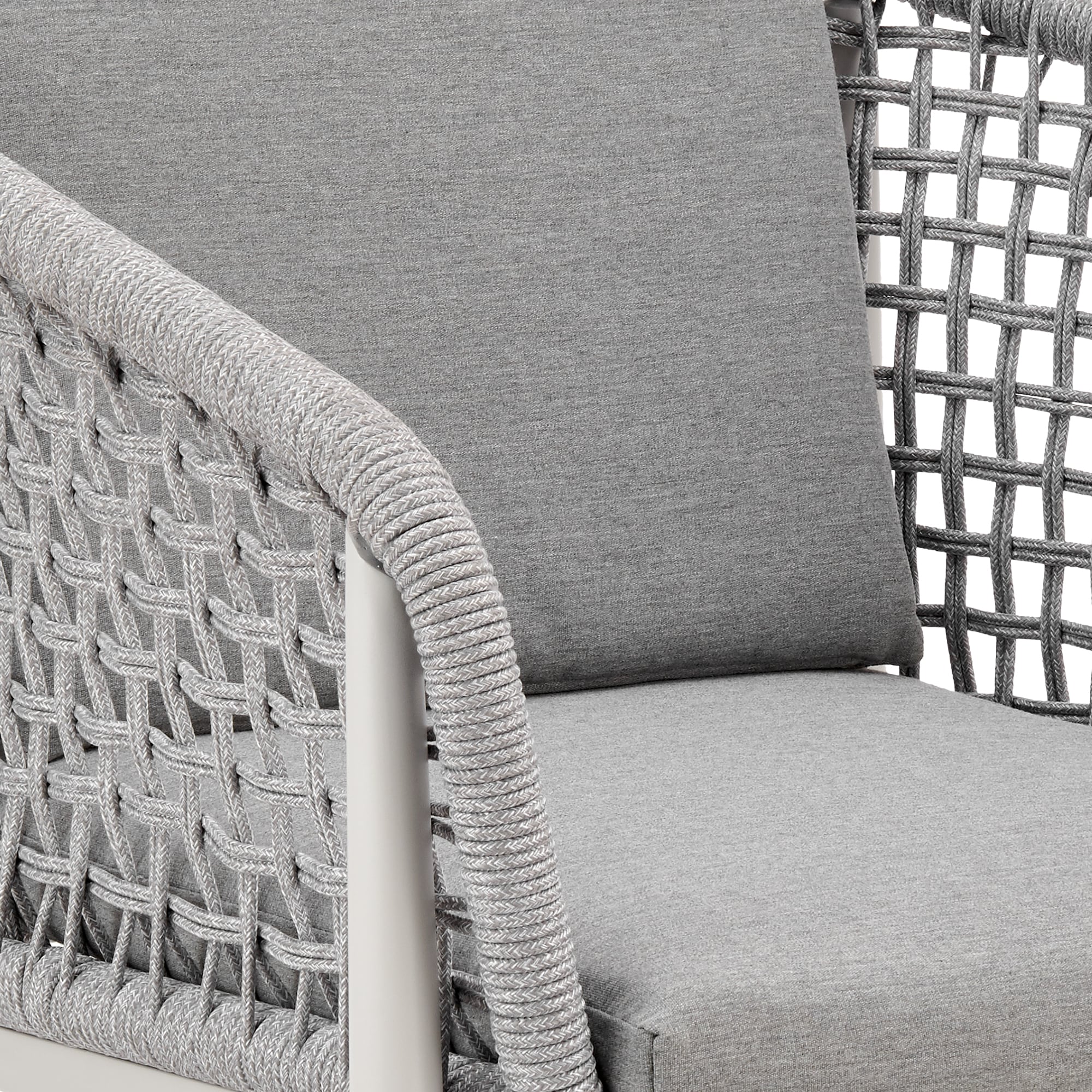 Rhodes Light Gray Aluminum Outdoor Dining Chair Set with Cushions