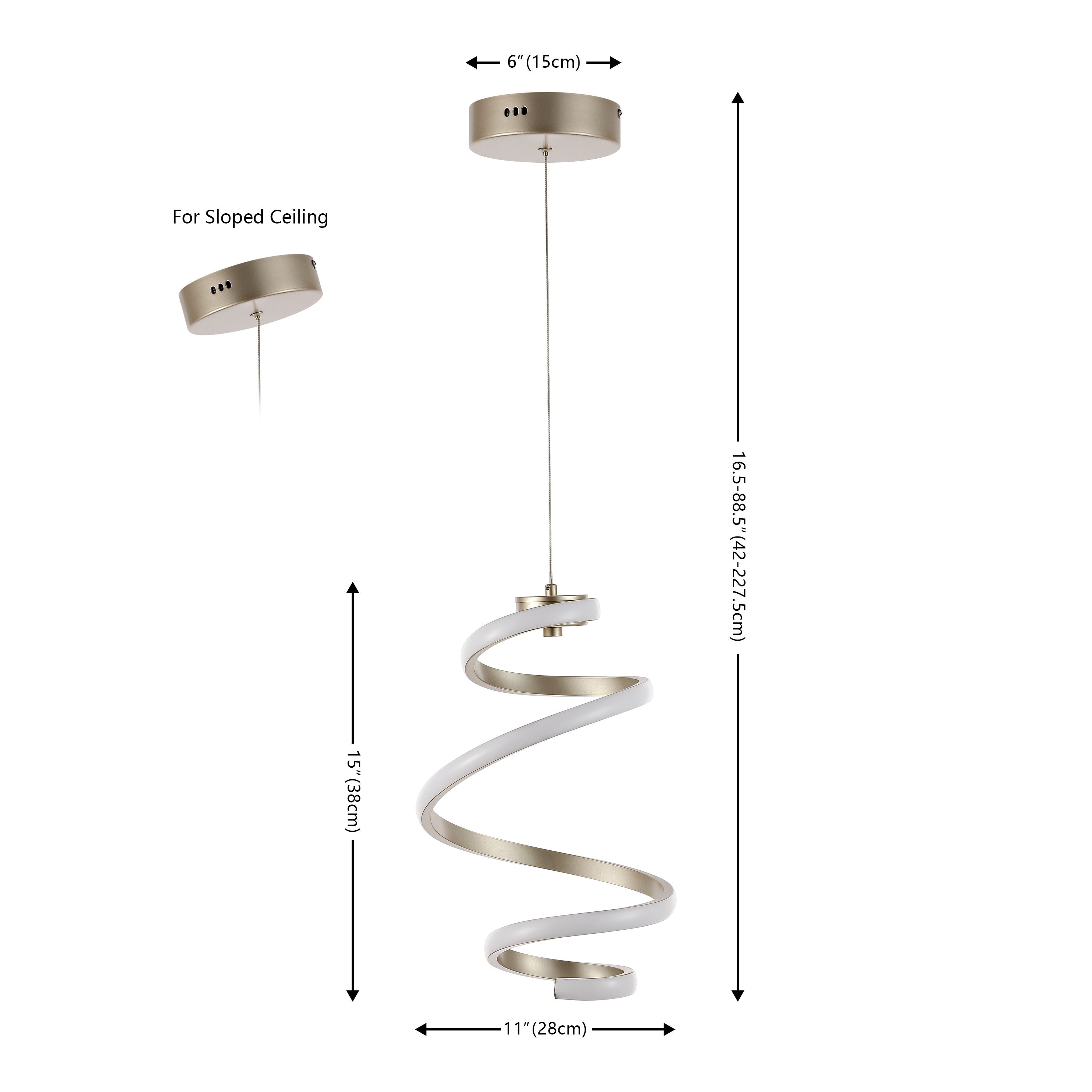 11" Silver Modern Minimalist Aluminum LED Pendant Light