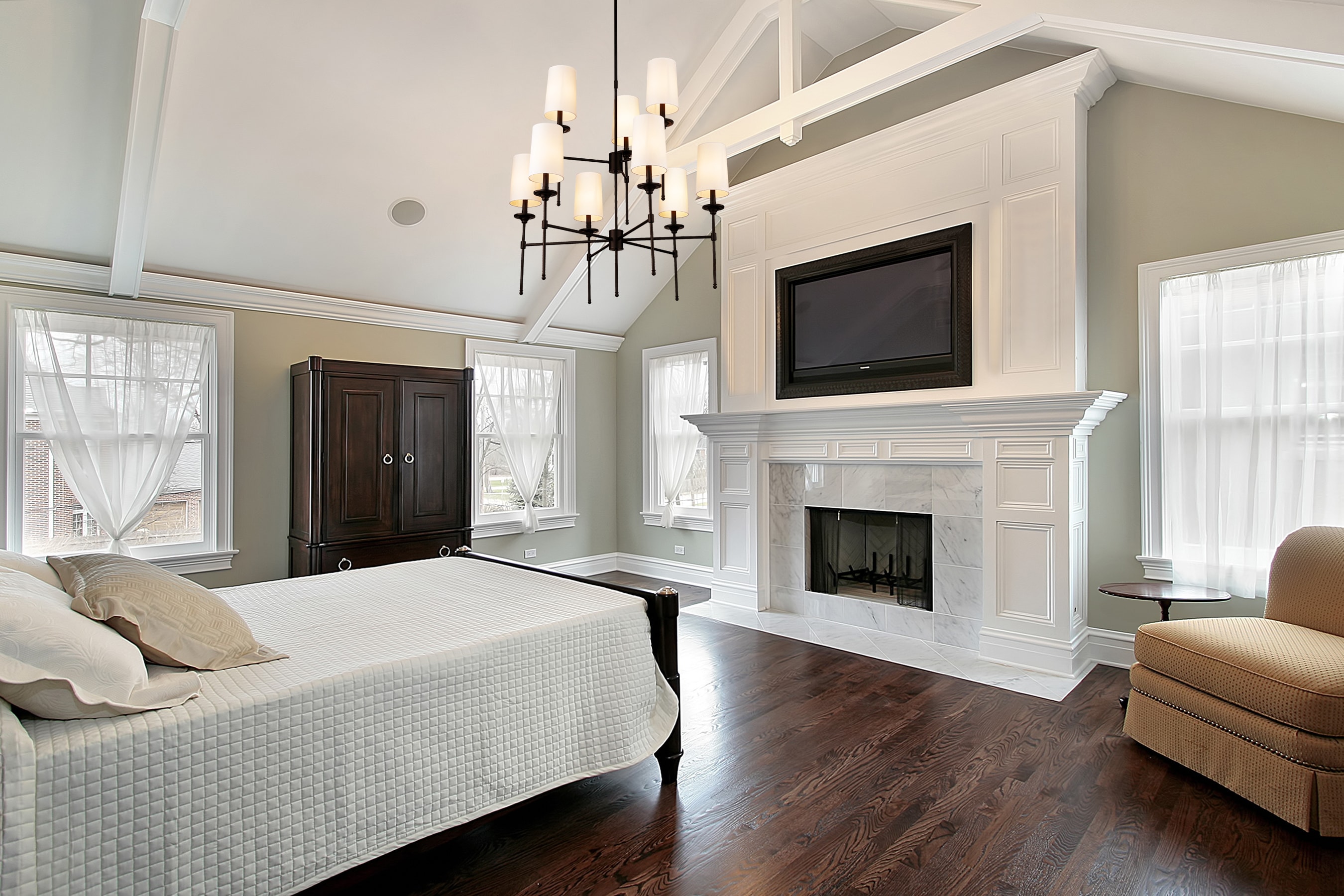 Emily Matte Black 9-Light Transitional Tiered Chandelier