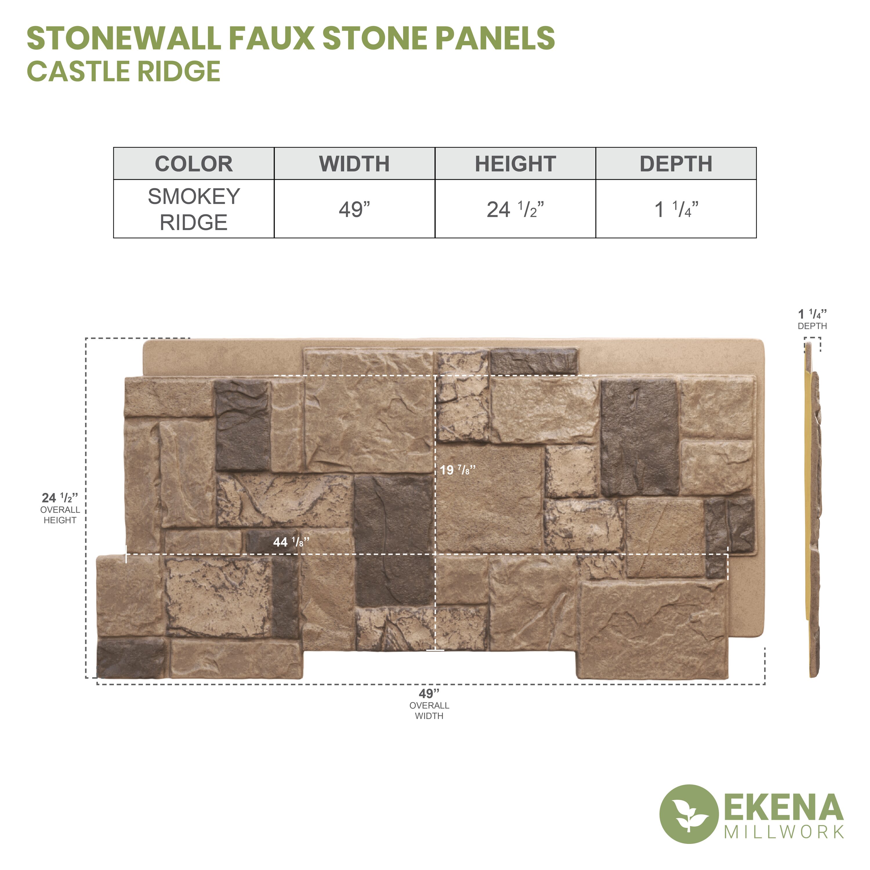 Ekena Millwork PNU24X48CRSR Stone-Veneer - View #18