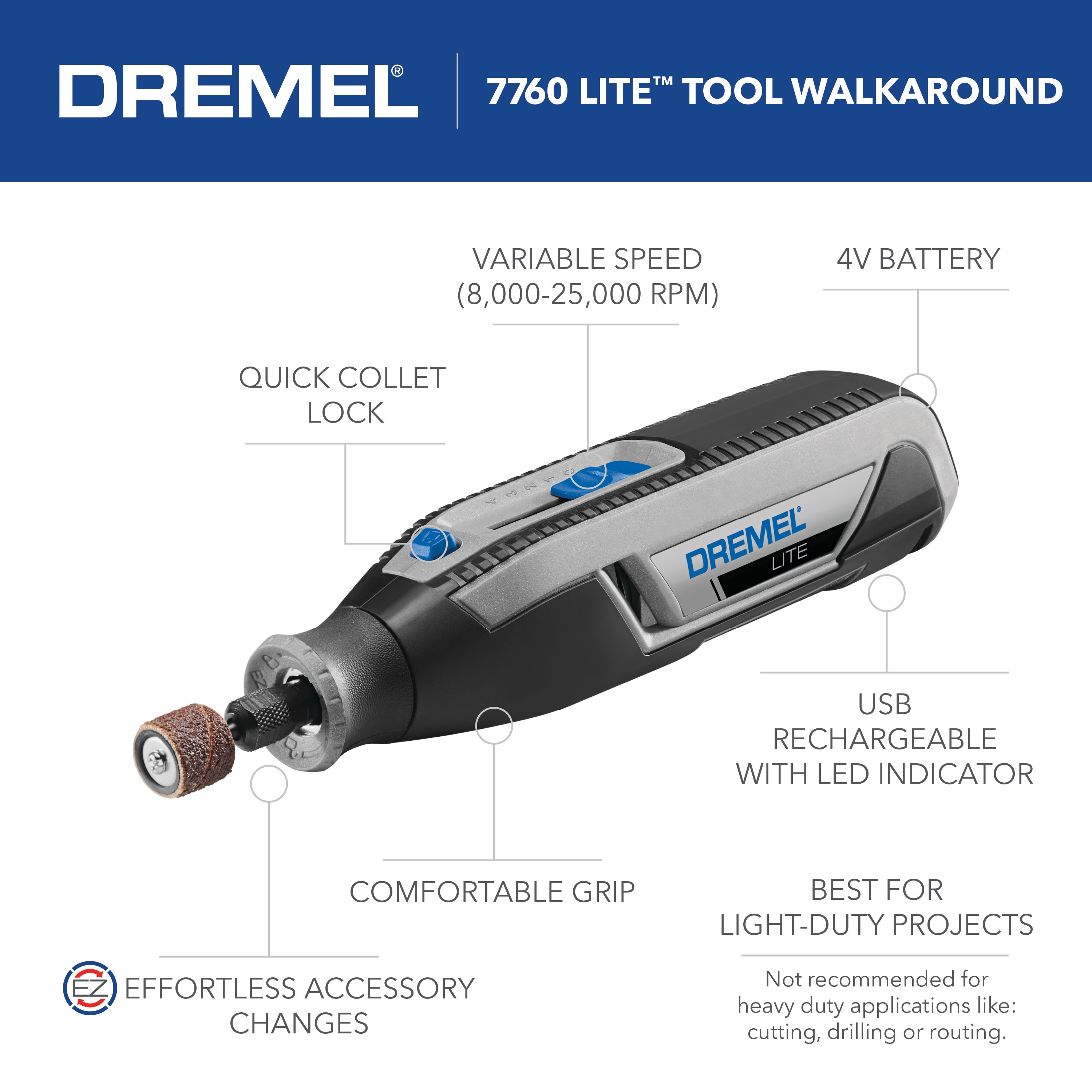Dremel 7760 Speed Cordless 4-volt 2-Amp Multipurpose Tool in the Rotary Tools department Lowes.com