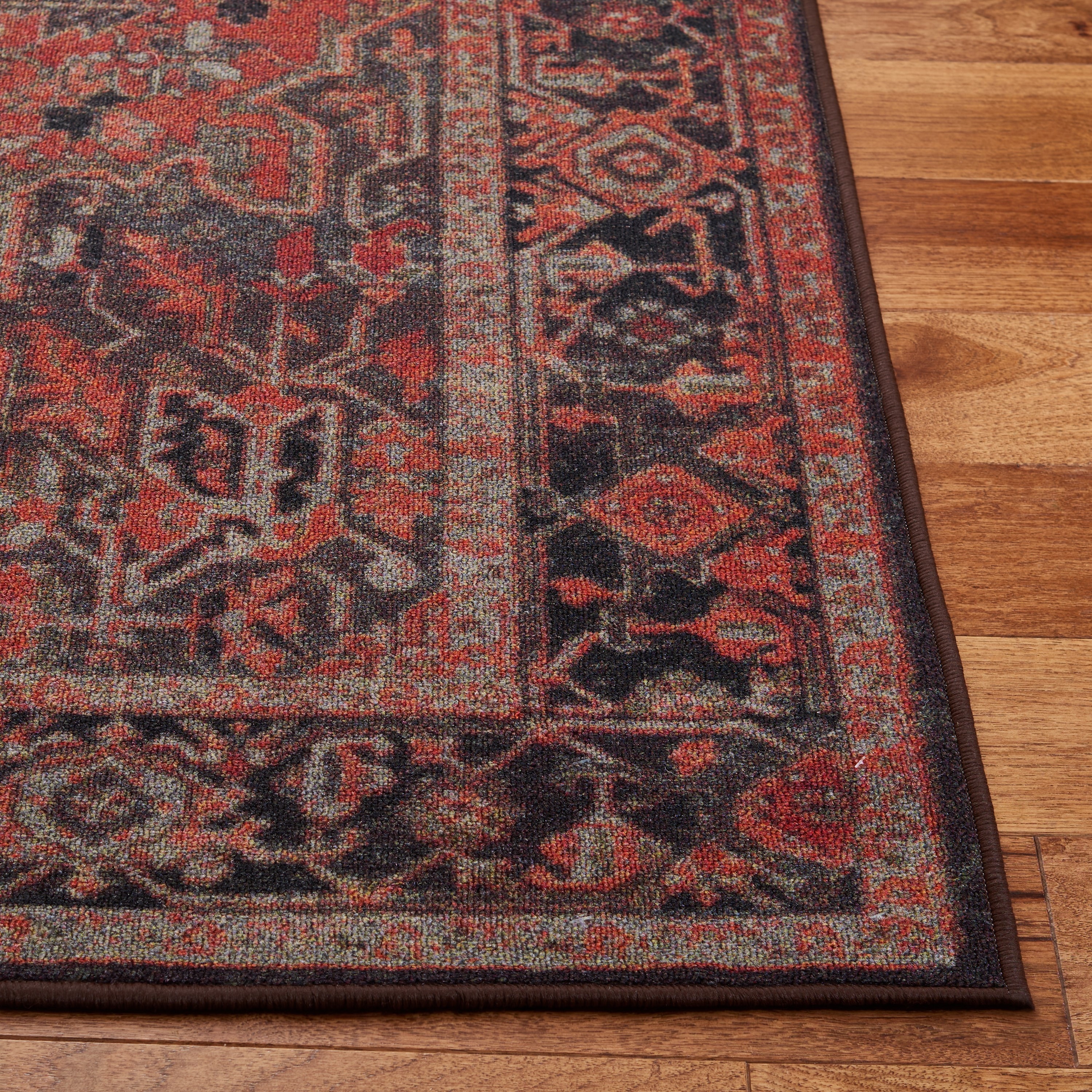Journey Red and Navy Tufted Wool Blend Area Rug