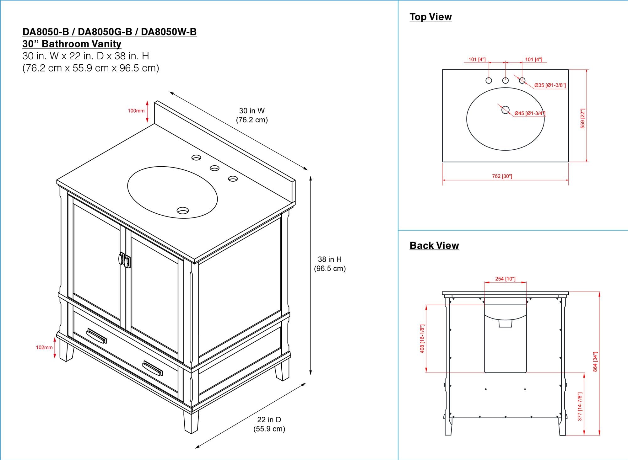 Dorel Living FH8050G-B Bath-Vanity-Combo - View #14