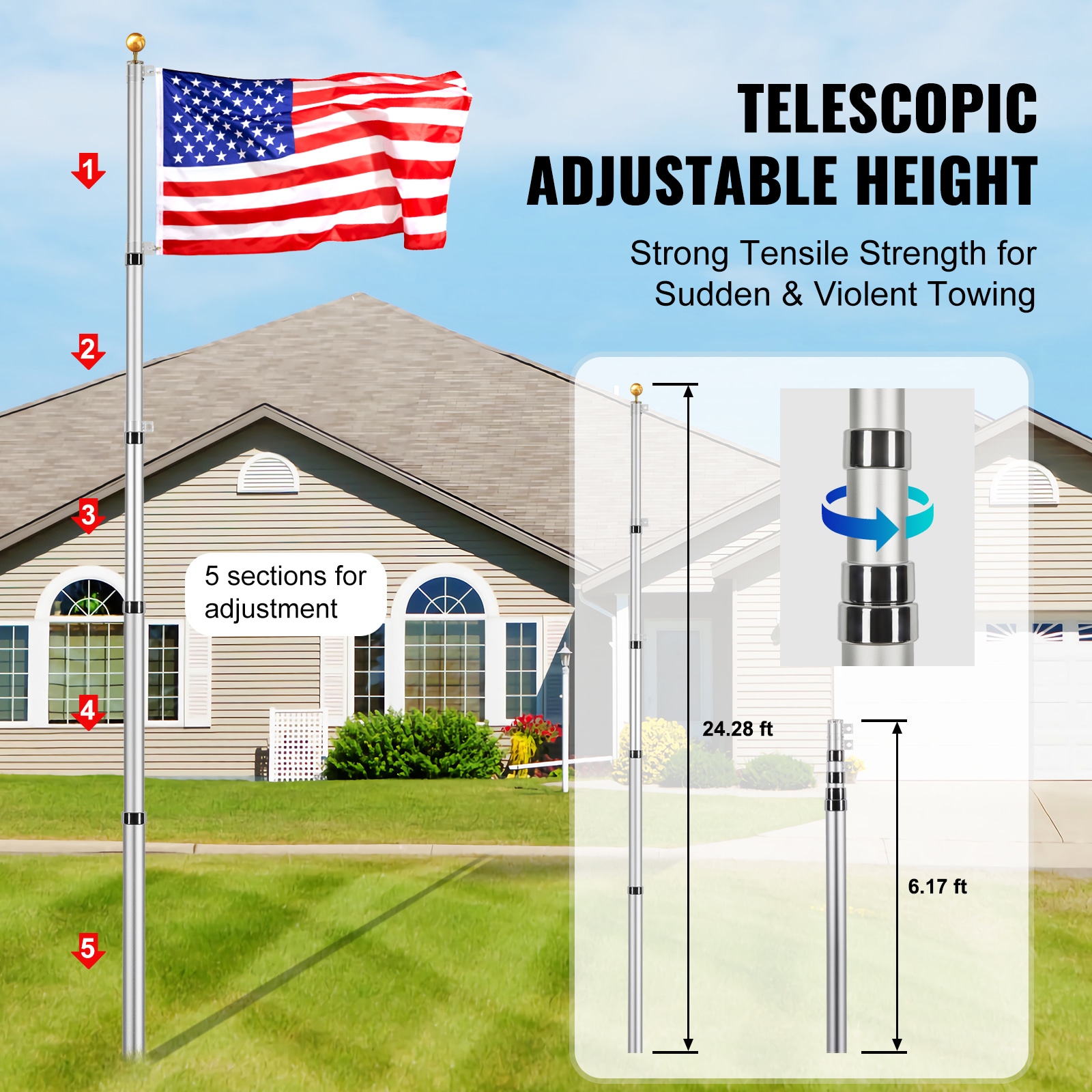 VEVOR SCQGTJSSSYS205115V0 Flag-Poles - View #3