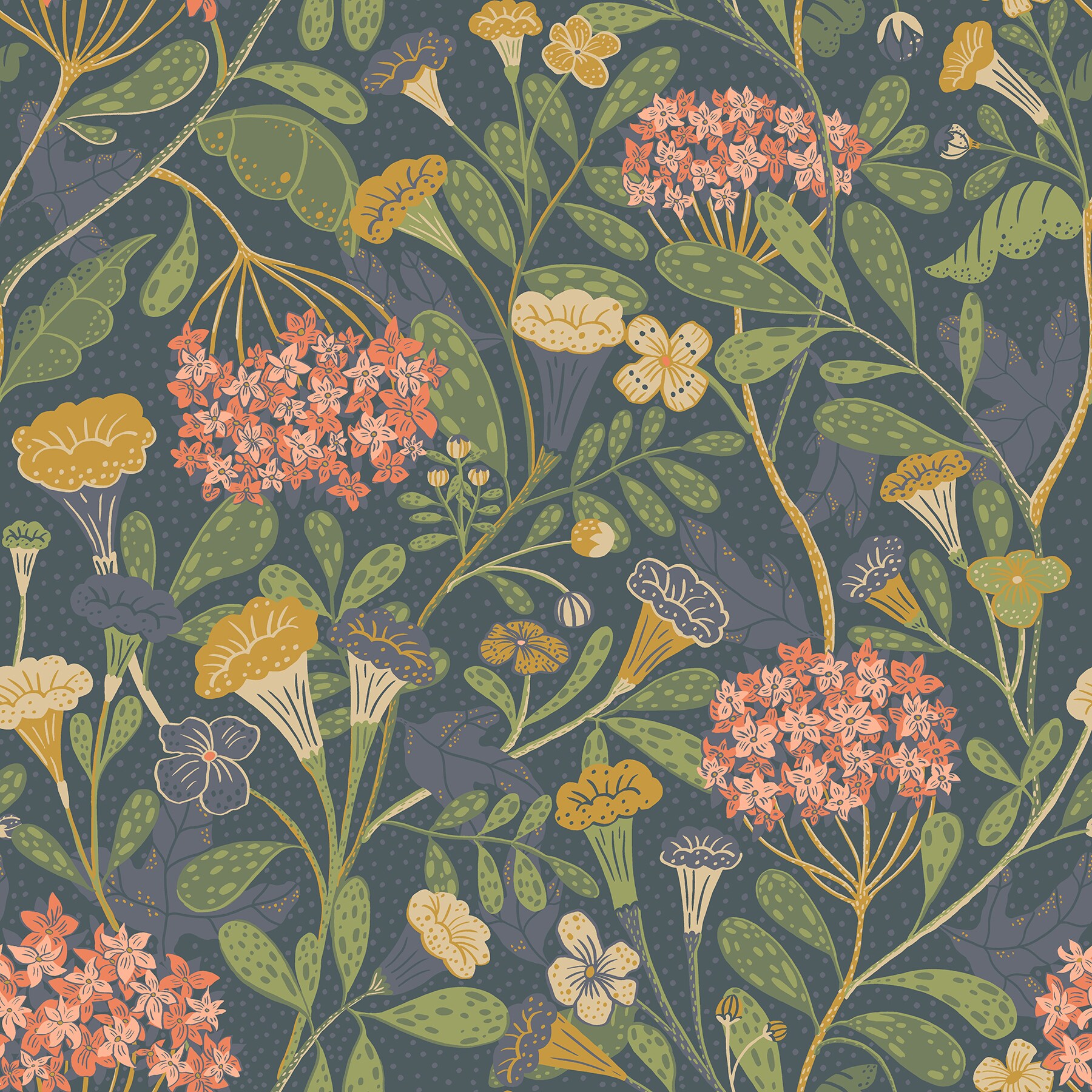 AStreet Prints Full Bloom Floral Blue Wallpaper  DecoratorsBest