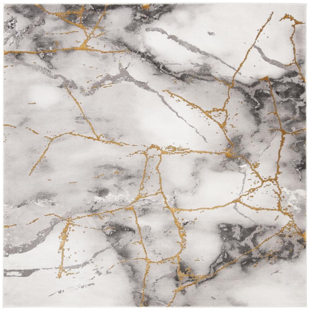 Safavieh CFT877F-5SQ Craft Karlu 5 x 5 (ft) Loomed Polypropylene Gray/Gold Square Indoor Geode Area rug
