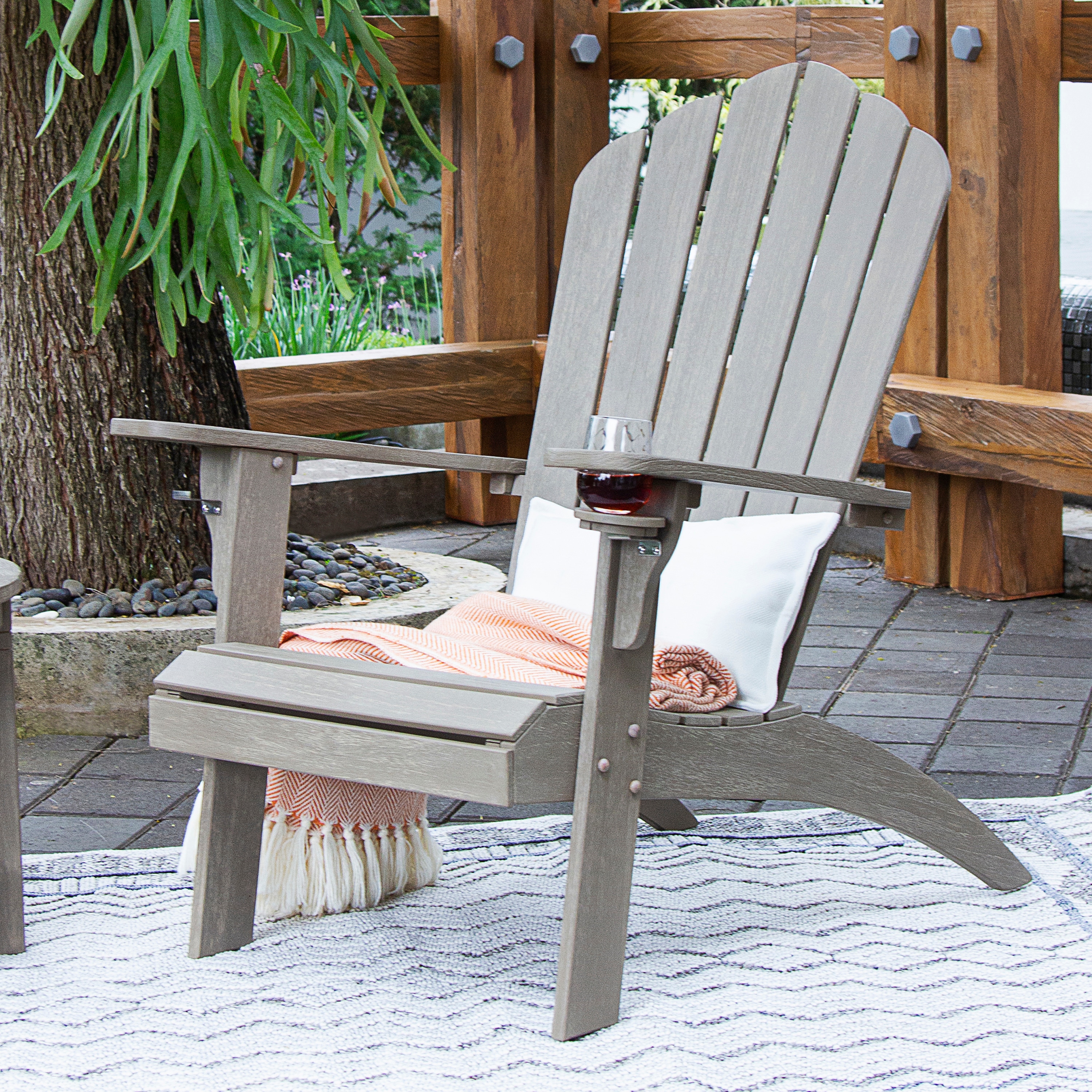 Cambridge Casual 240309-TW-WT-XX-XX Richmond Weathered Gray Teak Wood Frame Stationary Conversation Chair with Gray Slat Seat