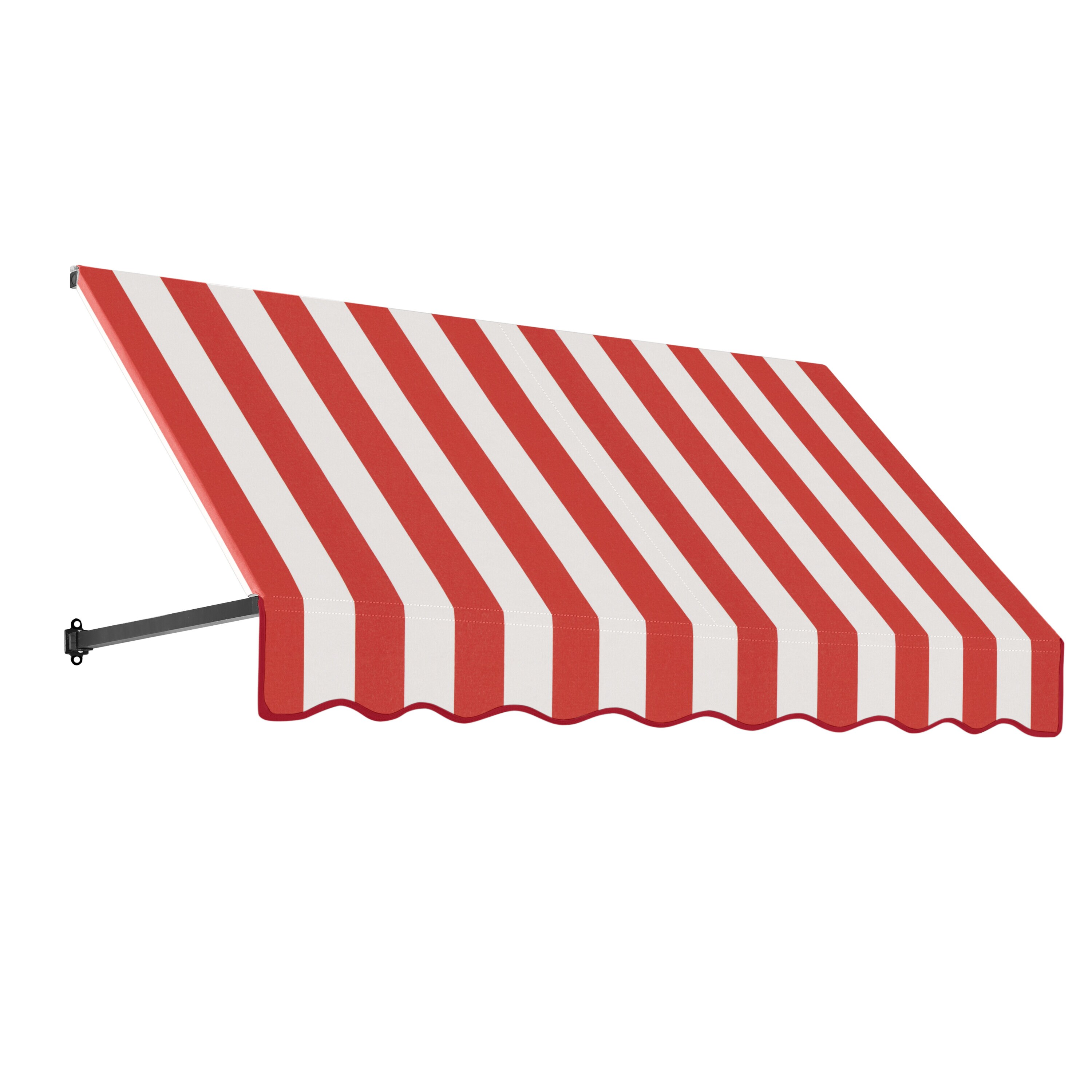 Awntech ER1030-L-5RW Dallas Retro 64.5-in Wide x 30-in Projection x 16-in Height Fabric Red/White Stripe Striped Fixed Window/Door Awning