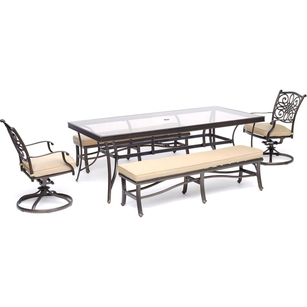 Hanover TRADDN5PCSW2GBN-TAN Traditions 5-Piece Bronze Patio Dining Set with Tan Cushions
