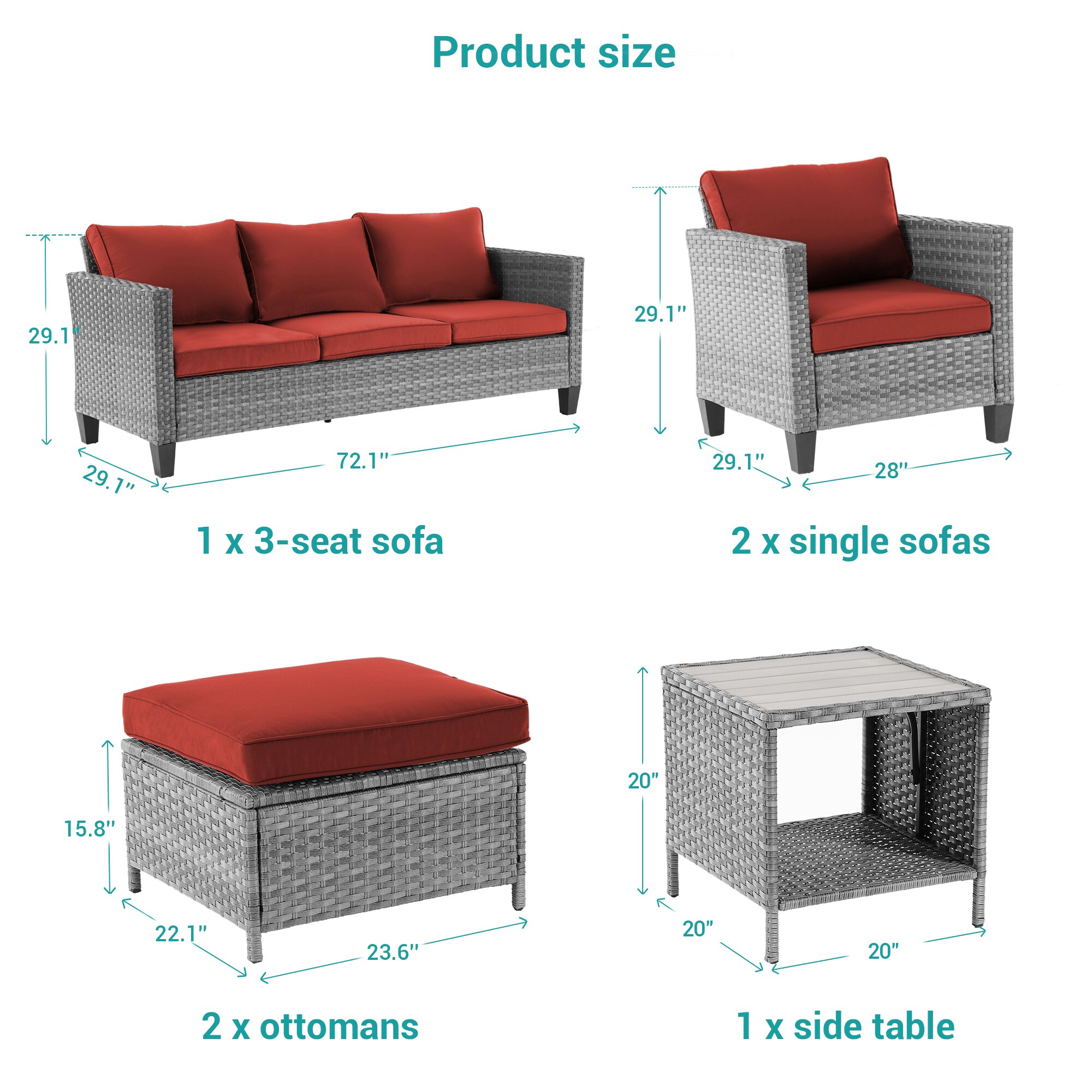 Sonkuki SD-AB-HOG-95T13 Patio-Conversation-Sets - View #2