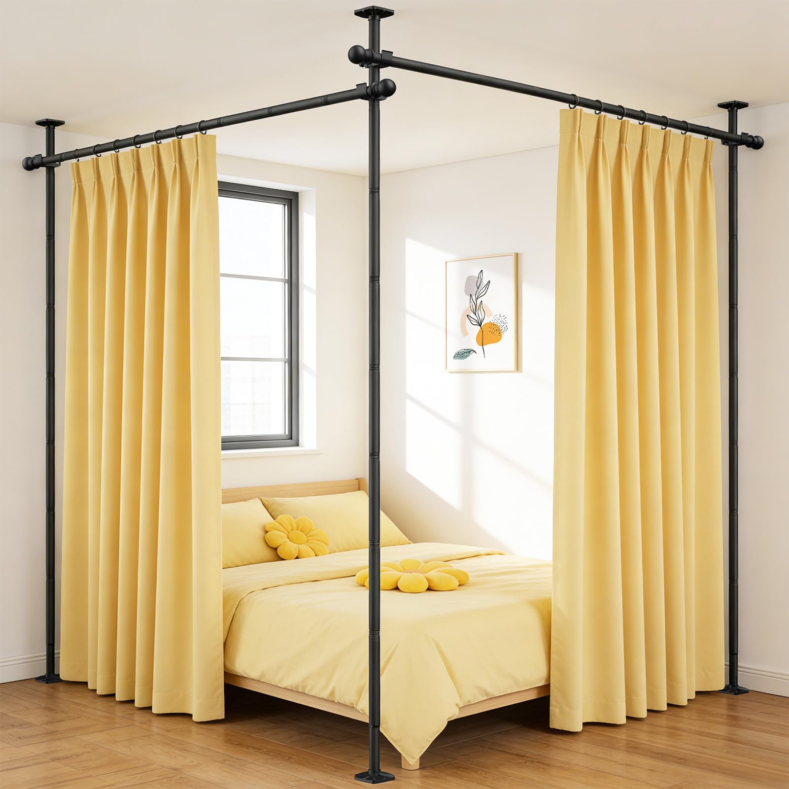 AKSCYZM Heavy Duty Adjustable Room Divider Curtain Rod for Room ...