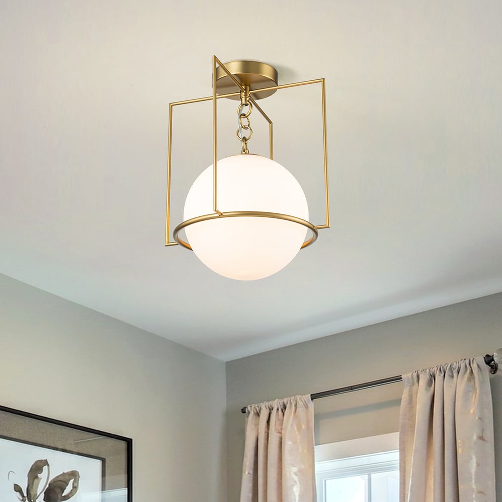 EDISLIVE Y81010000038038 1 -Light 11.9-in Brushed Gold Semi Flush Mount Light
