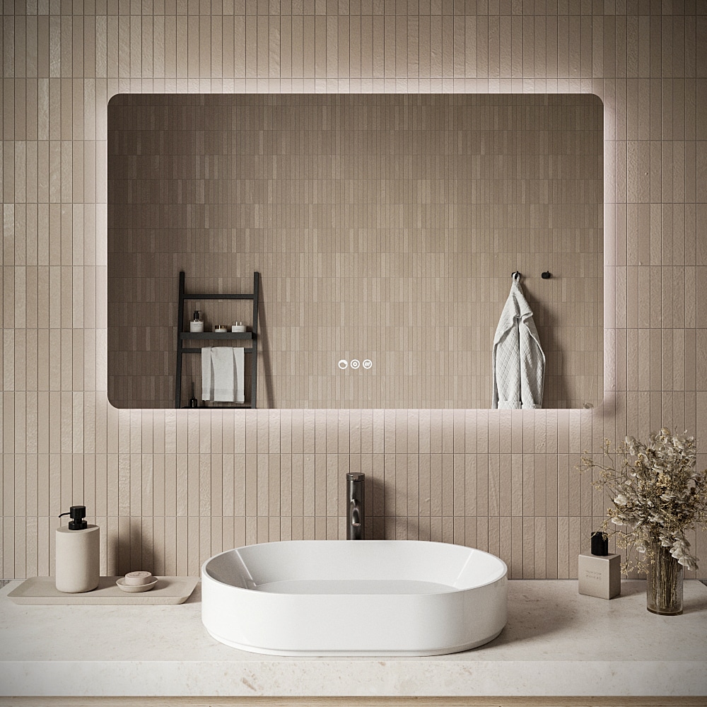 Streamline M-2080-237 47.2-in x 28-in Beveled Frameless Rectangle Dimmable LED Lighted Fog Free Bathroom Vanity Mirror ( Mirror )
