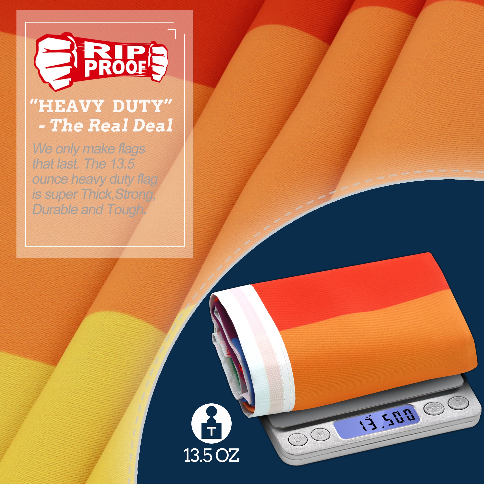 Rip-Proof Double Sided 3-Ply Rainbow Flag 3x5 Foot