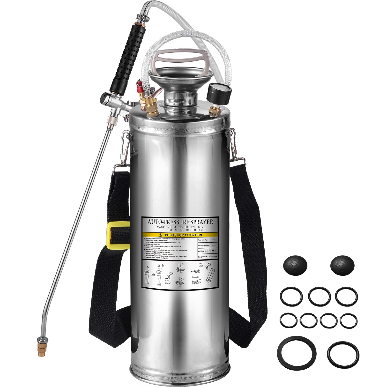 SVOPES SVOPESPWQBXG100231V0 3-Gallon Stainless Steel Pump Sprayer with Adjustable Spray Battery Not Included Charger Not Included