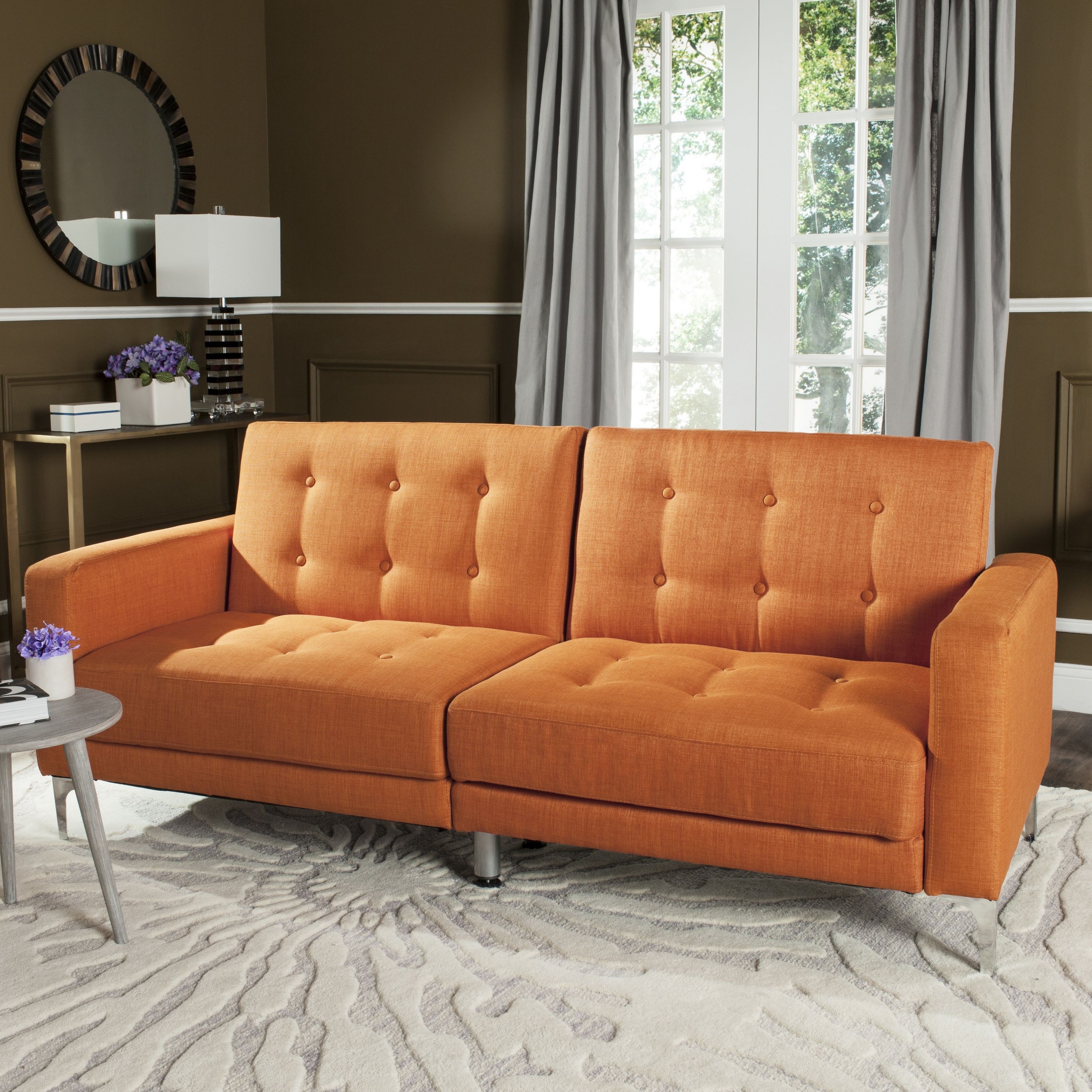 Safavieh Soho Orange Contemporary/Modern Polyester Twin Sofa Bed at ...