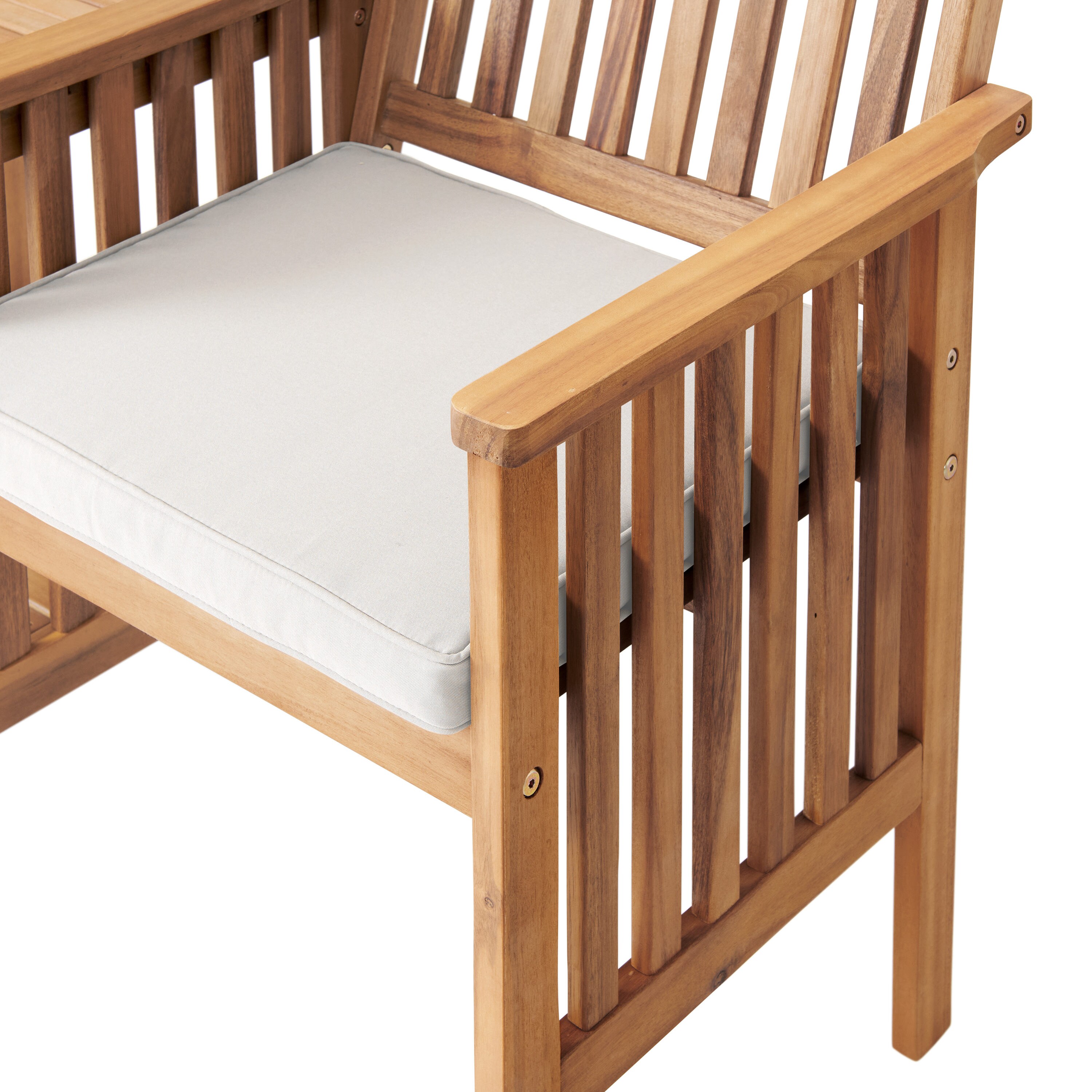 Natural Acacia Wood Outdoor Double Seat Bench with Table