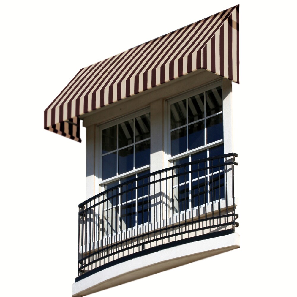 Awntech RN22-8BRNT New Yorker 100.5-in Wide x 24-in Projection x 31-in Height Fabric Brown/Tan Solid Fixed Patio Awning
