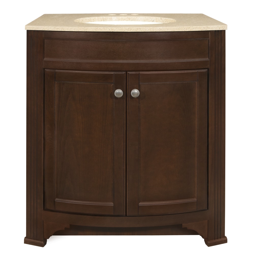 Style Selections Delyse 30.5-in White Single Sink Bathroom Vanity with Pepper Solid Surface Top