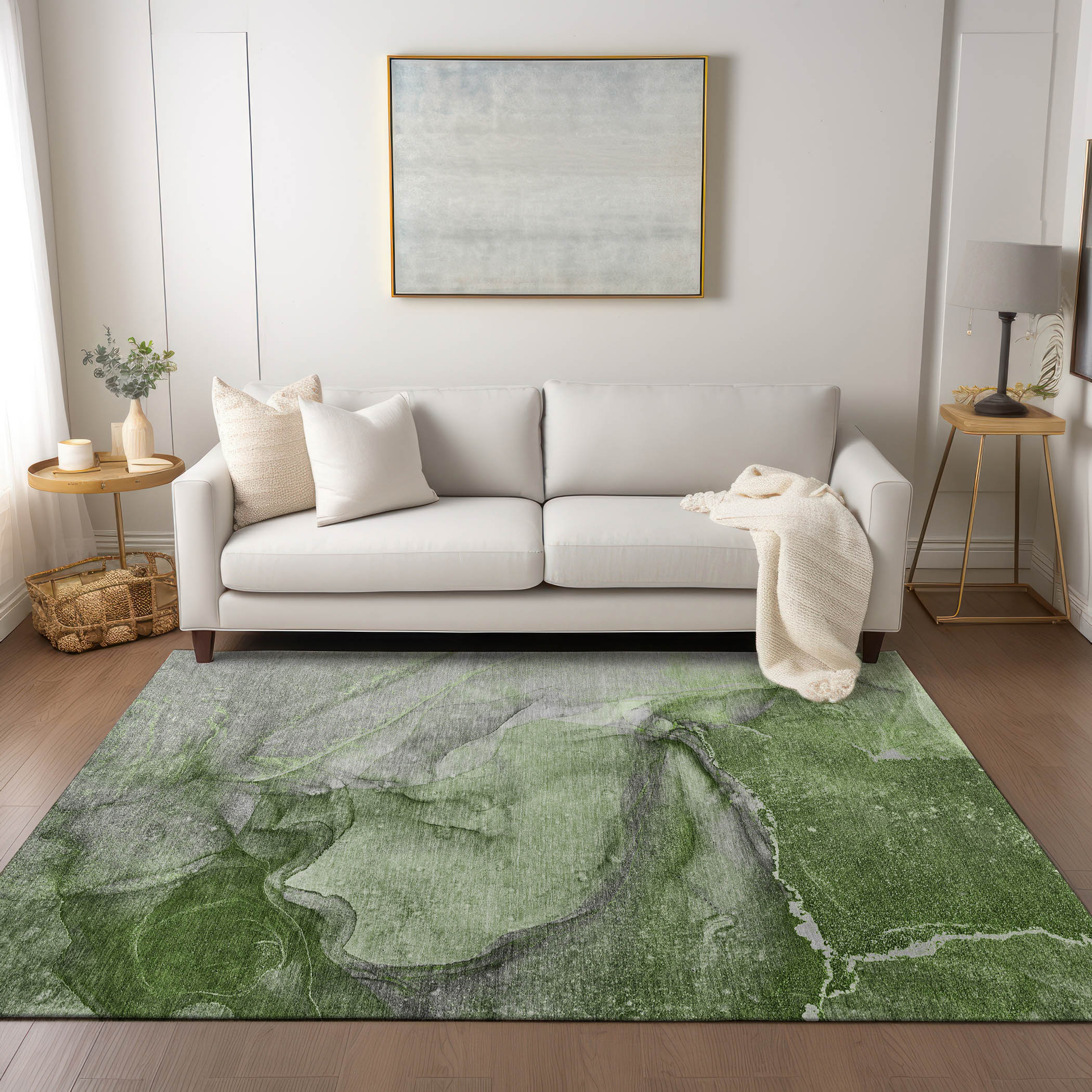 Addison Rugs ACN524OL5X8 Chantille ACN524OL 5 x 7 (ft) Polyester Olive Rectangular Indoor/Outdoor Abstract Machine washable Area rug